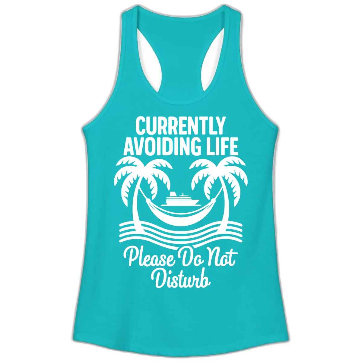 Currently Avoiding Life Cruise Ladies Tank in Tahiti Blue