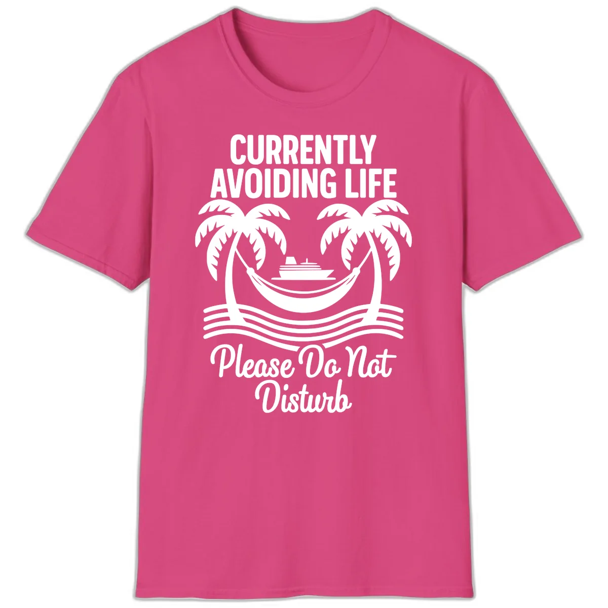 Currently Avoiding Life Cruise T-Shirt in Heliconia