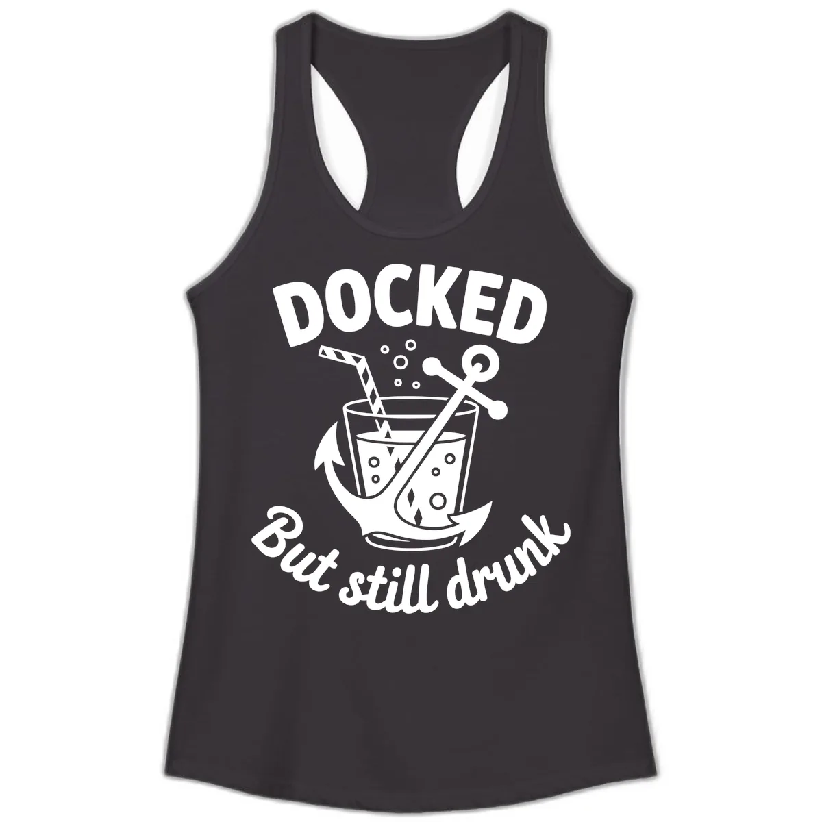 Docked But Still Drunk Cruise Design Ladies Tank in Black