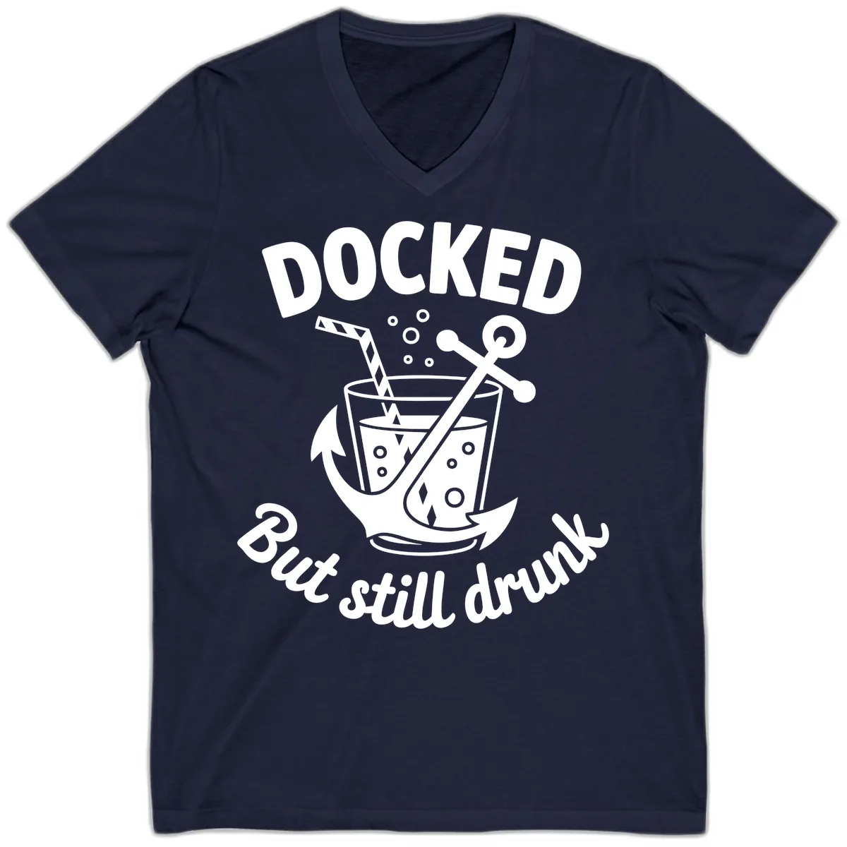 Docked But Still Drunk Cruise Design V-Neck in Navy