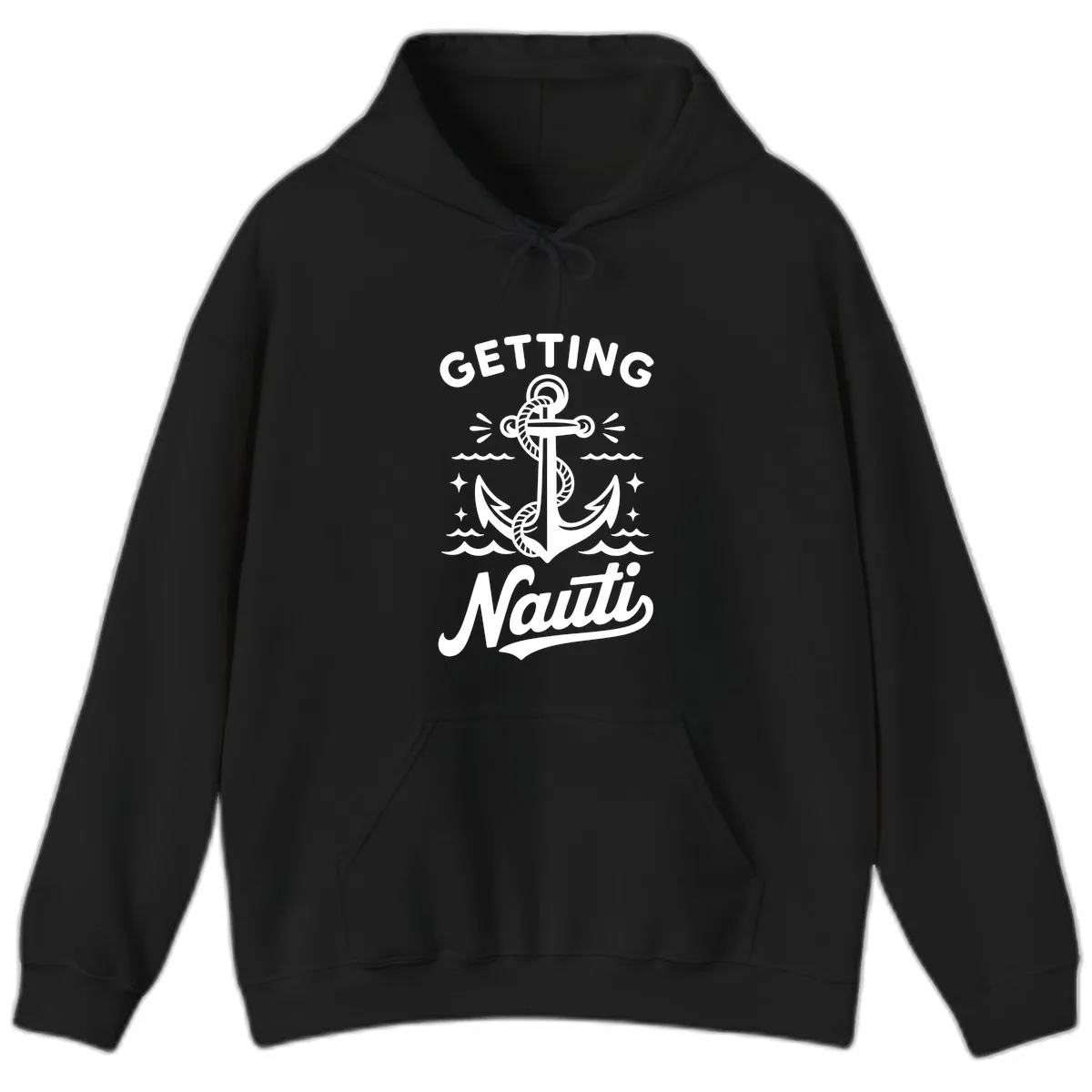 Getting Nauti Anchor Design Hoodie in Black