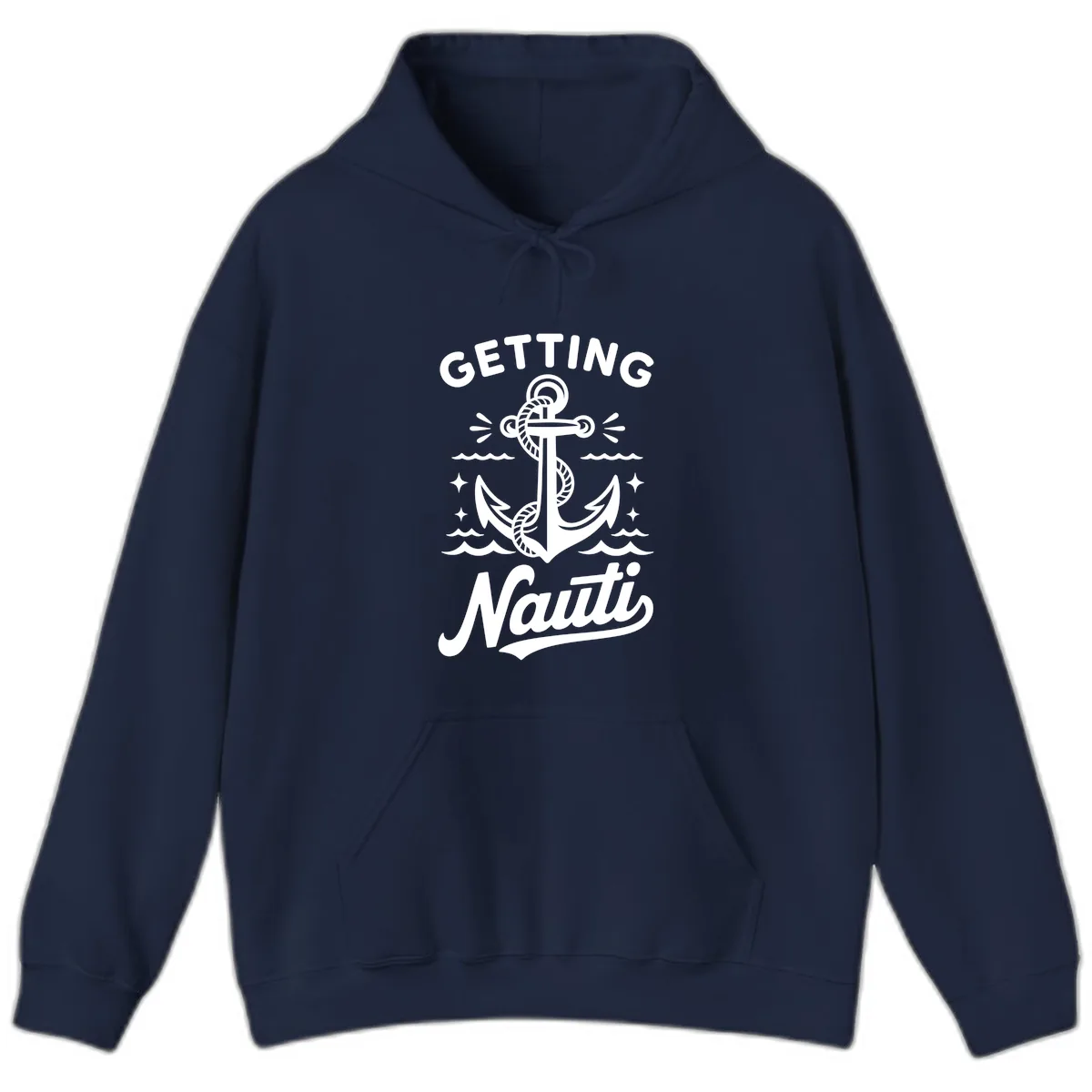 Getting Nauti Anchor Design Hoodie in Navy