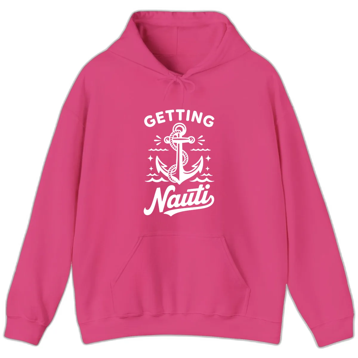 Getting Nauti Anchor Design Hoodie in Heliconia