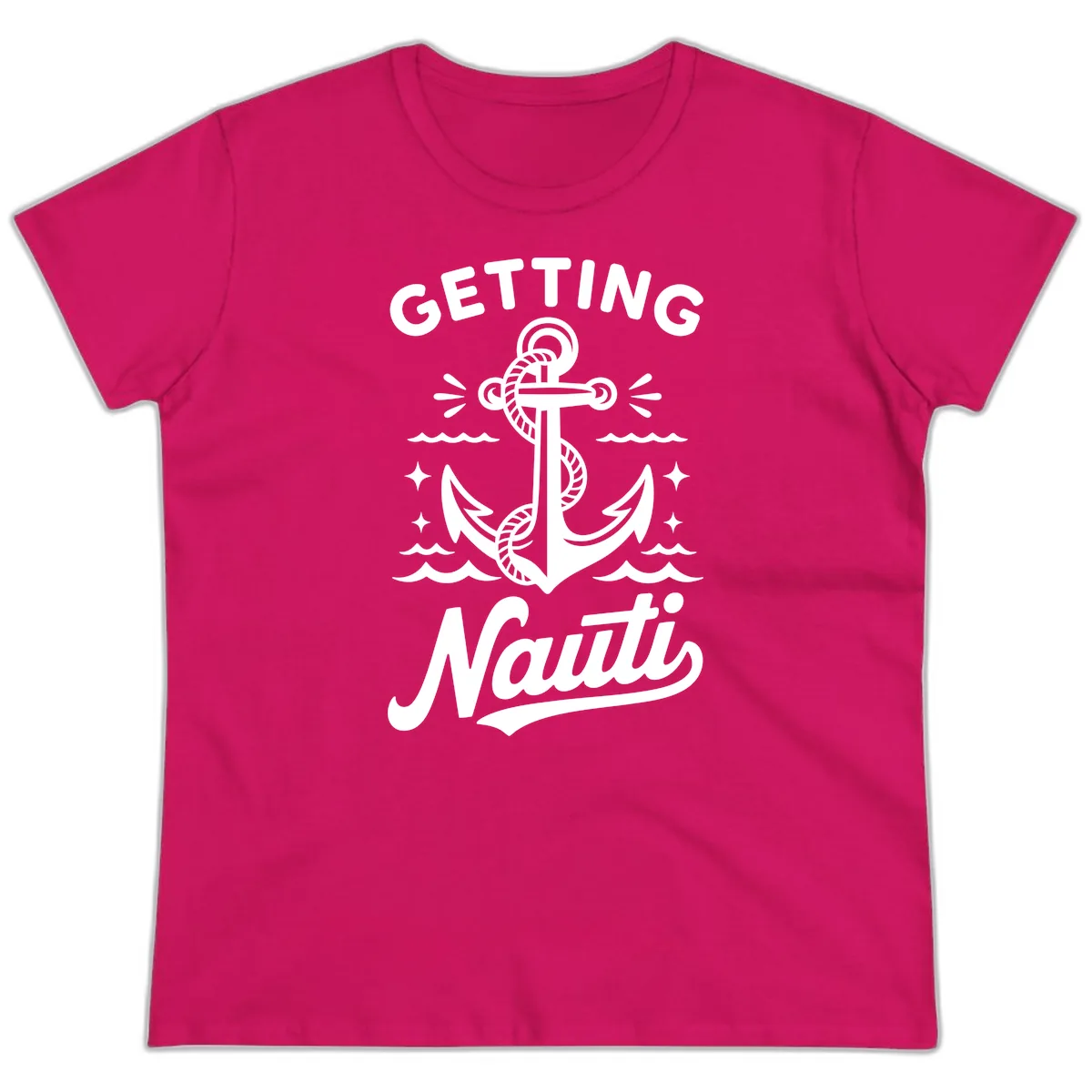 Getting Nauti Anchor Design Ladies Tee in Heliconia