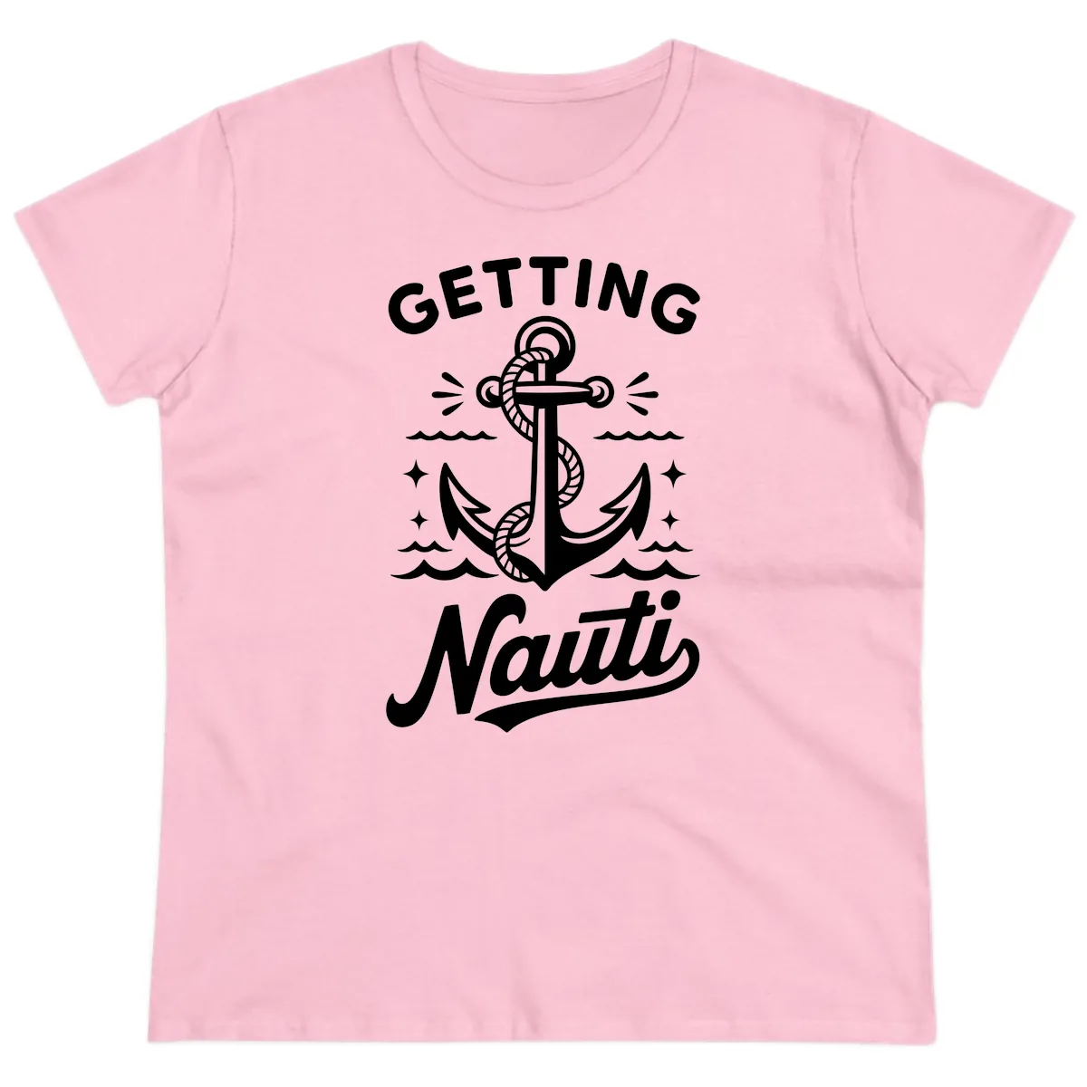 Getting Nauti Anchor Design Ladies Tee in Light Pink