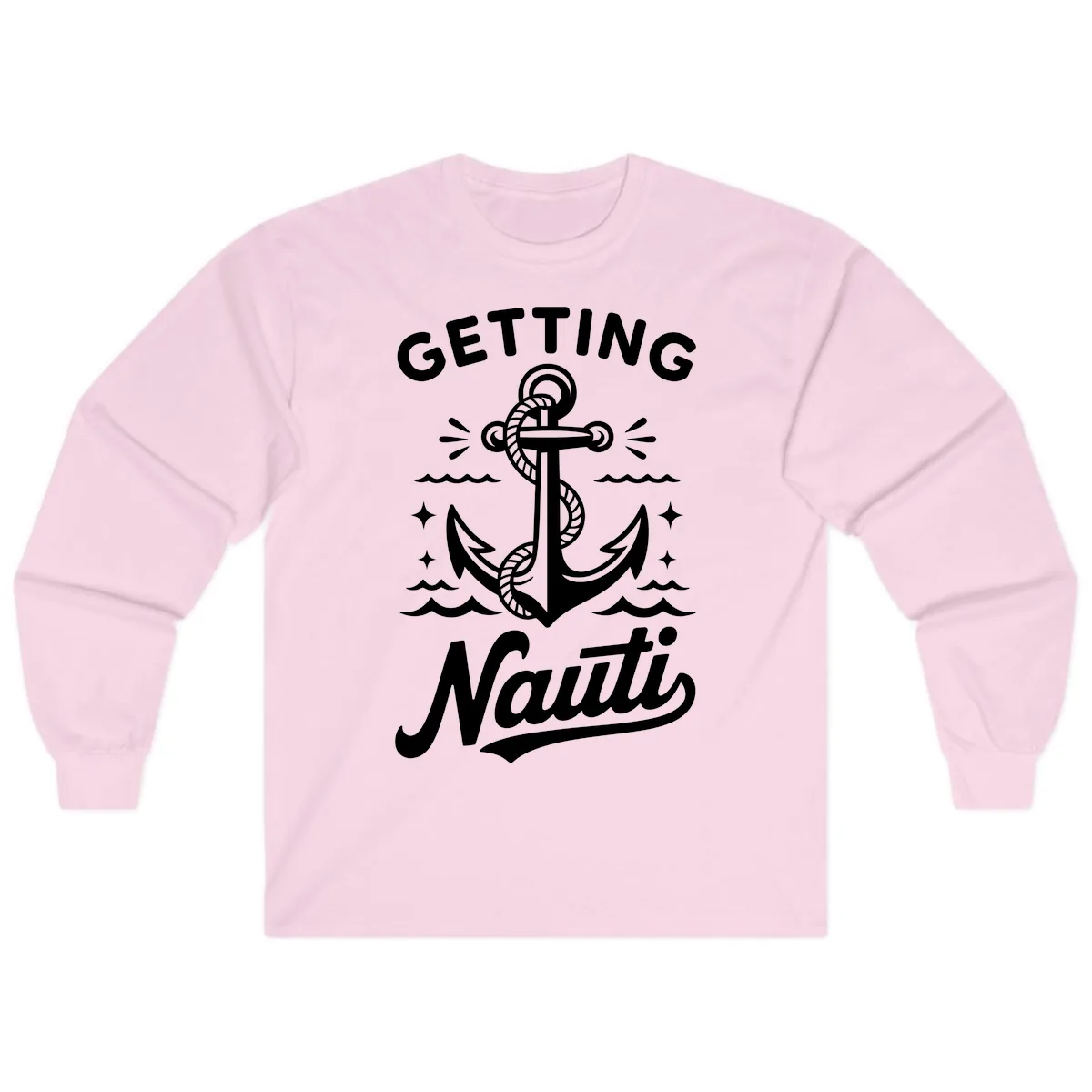 Getting Nauti Anchor Design Long Sleeve in Light Pink