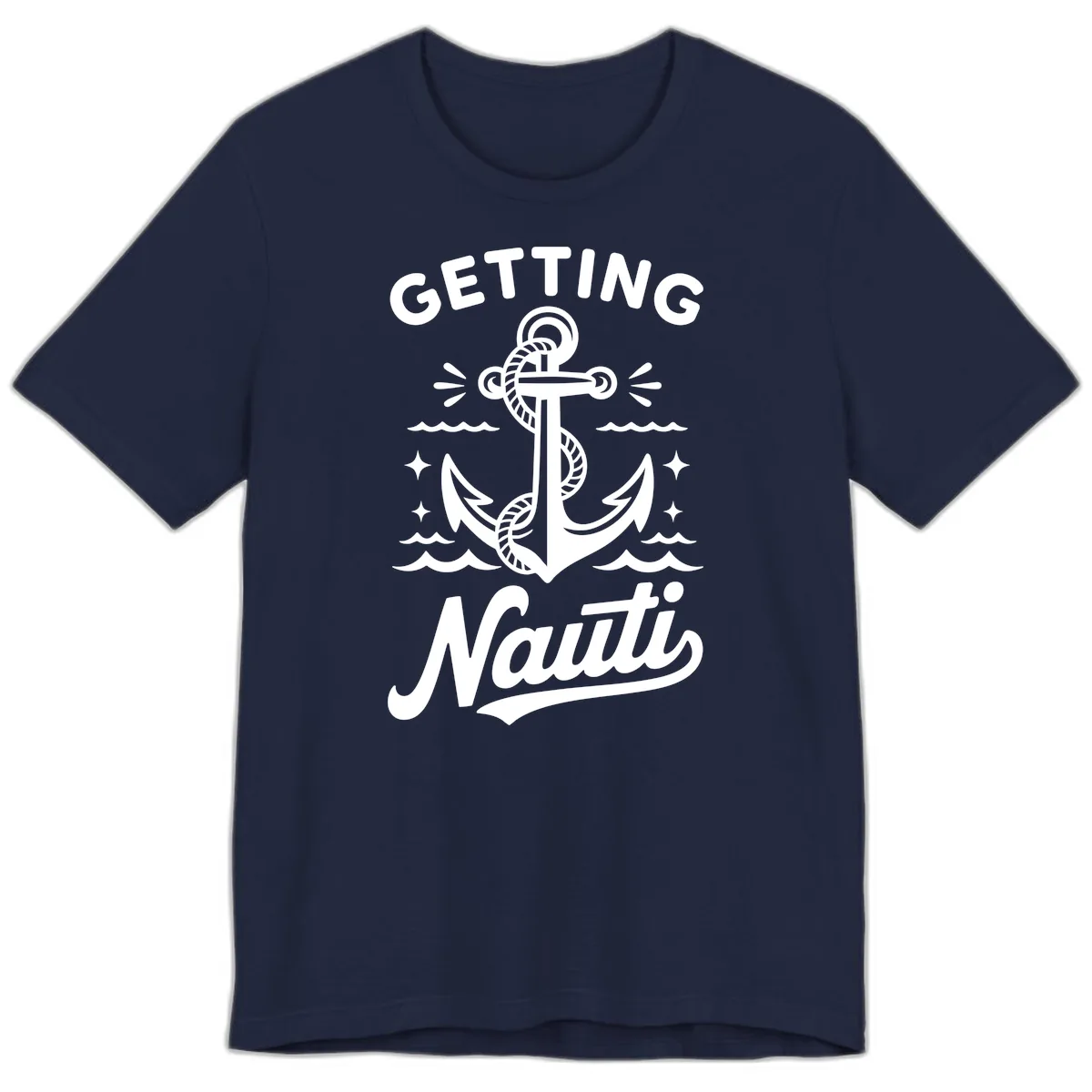 Getting Nauti Anchor Design Premium T-Shirt in Navy