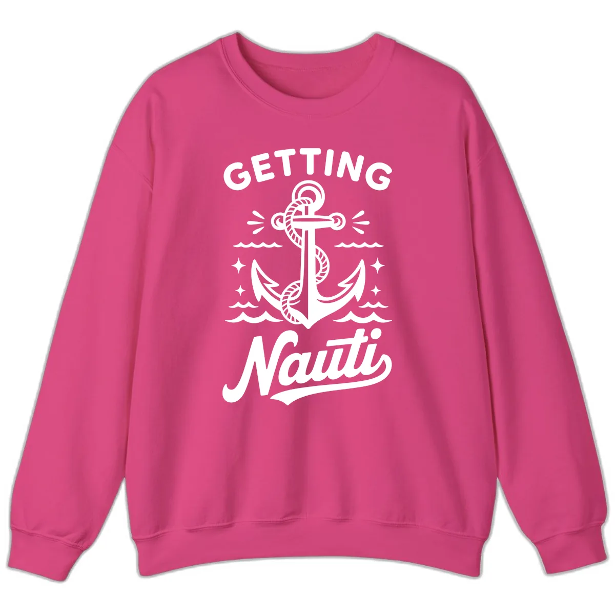 Getting Nauti Anchor Design Sweatshirt in Heliconia