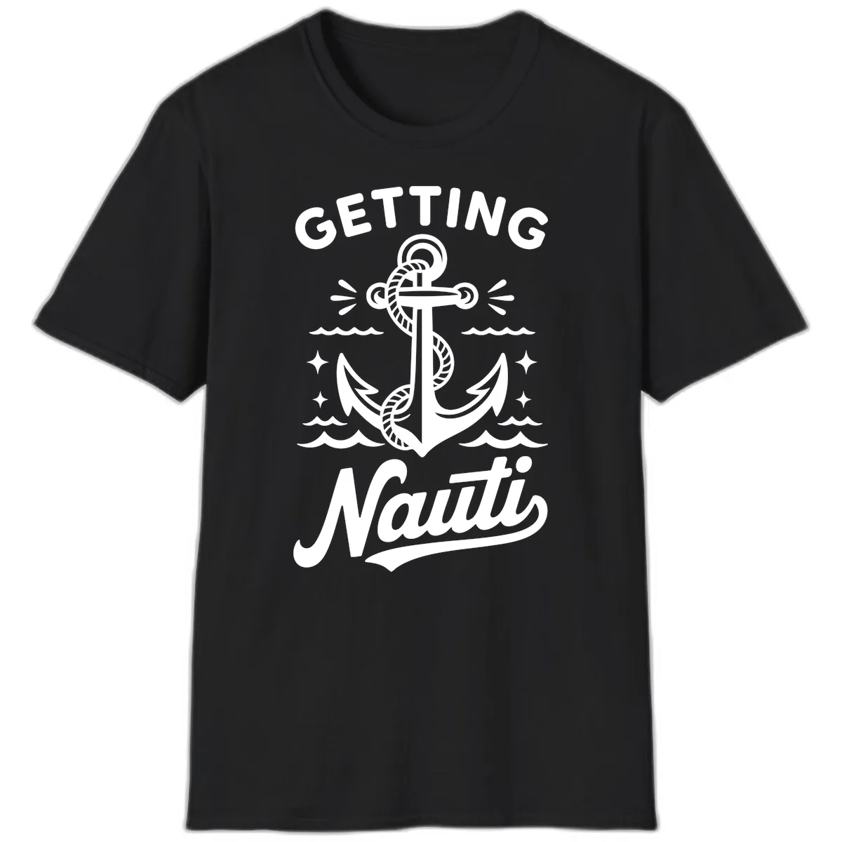 Getting Nauti Anchor Design T-Shirt in Black