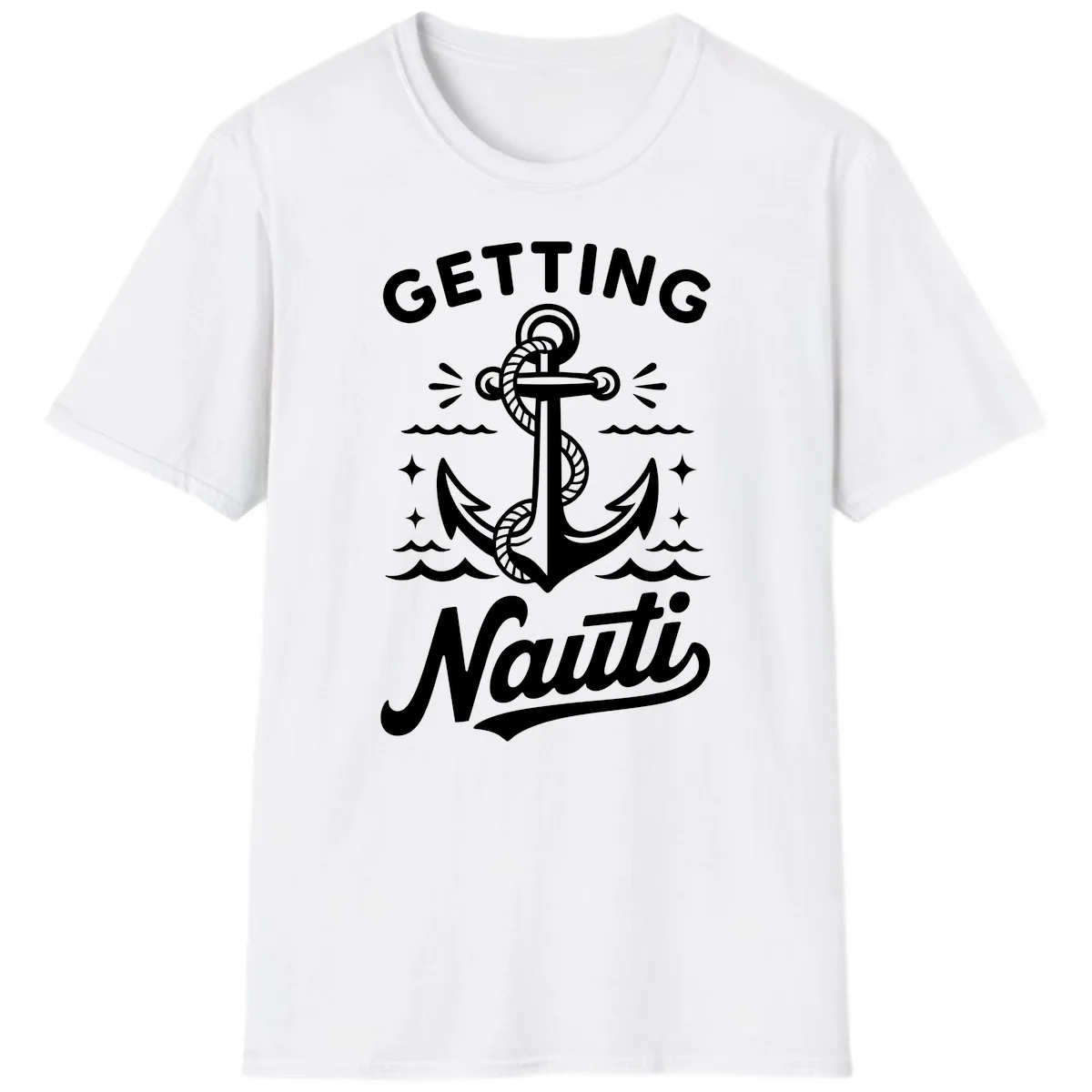 Getting Nauti Anchor Design T-Shirt in White