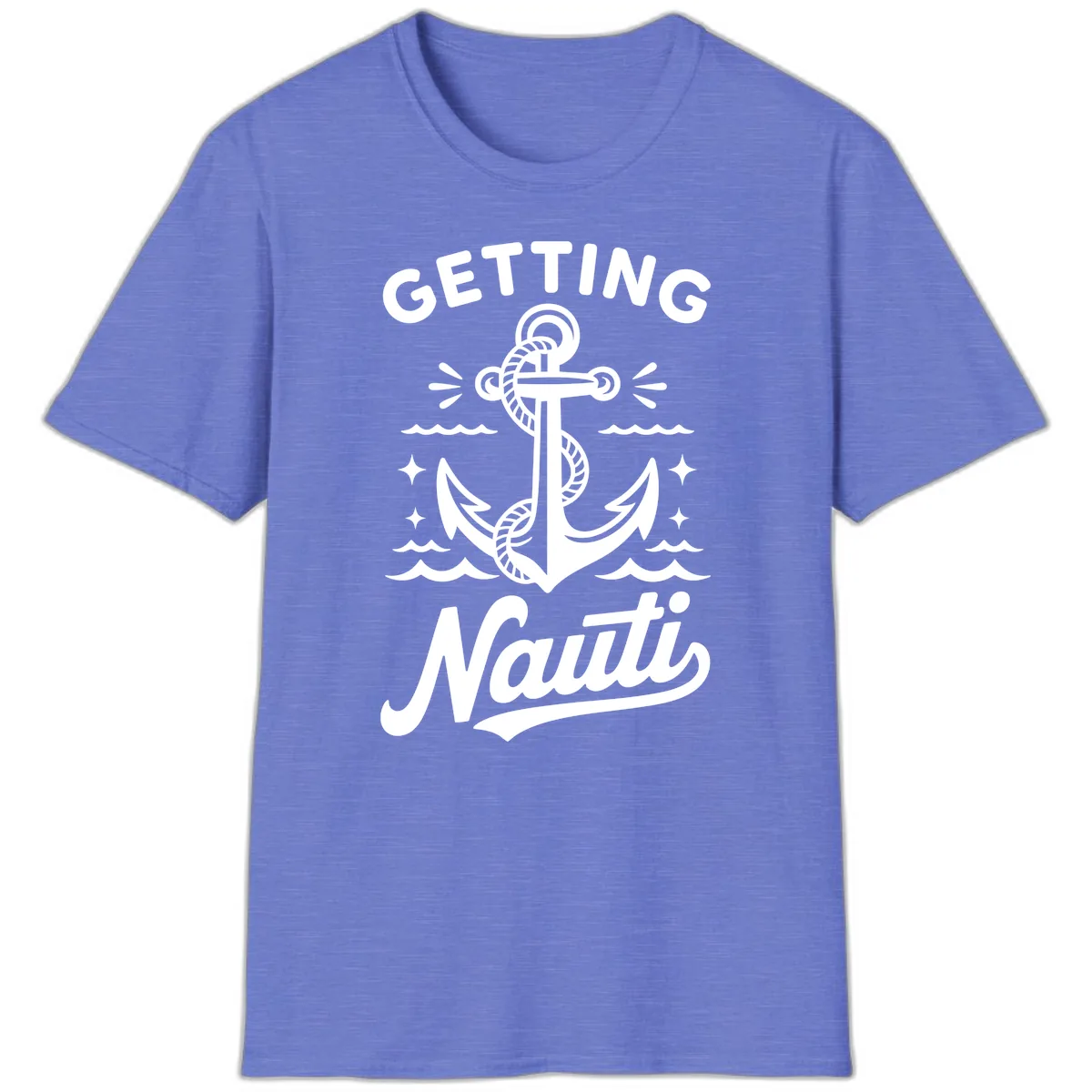 Getting Nauti Anchor Design T-Shirt in Heather Royal