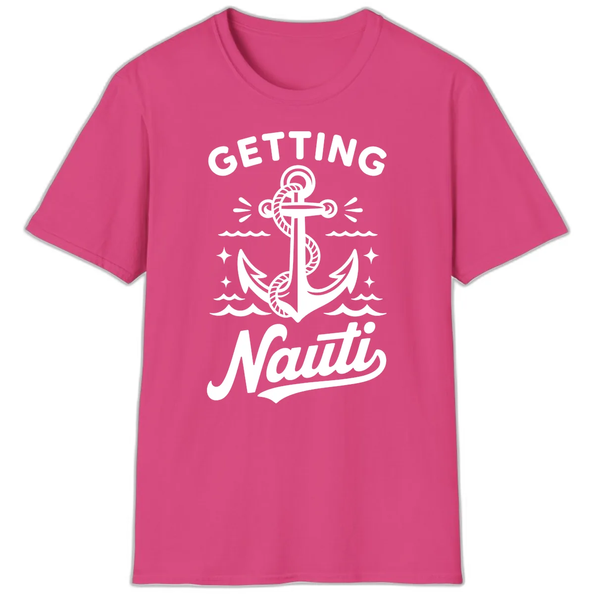 Getting Nauti Anchor Design T-Shirt in Heliconia