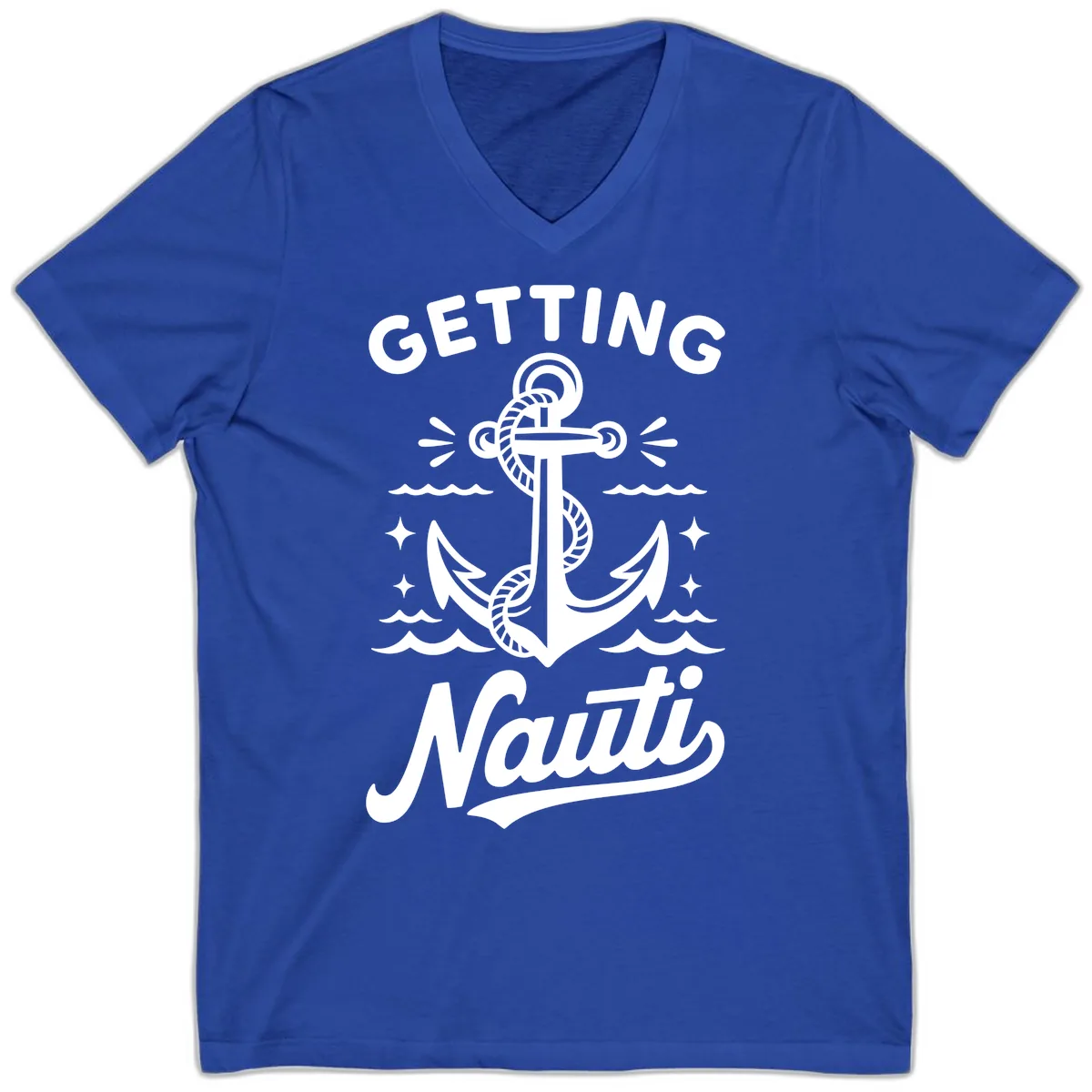 Getting Nauti Anchor Design V-Neck in True Royal