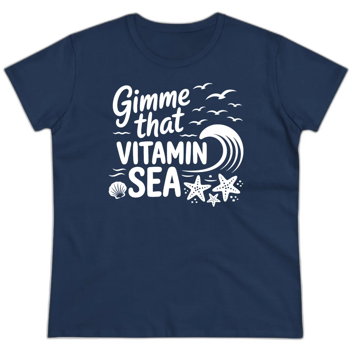 Gimme That Vitamin Sea Ladies Tee in Navy