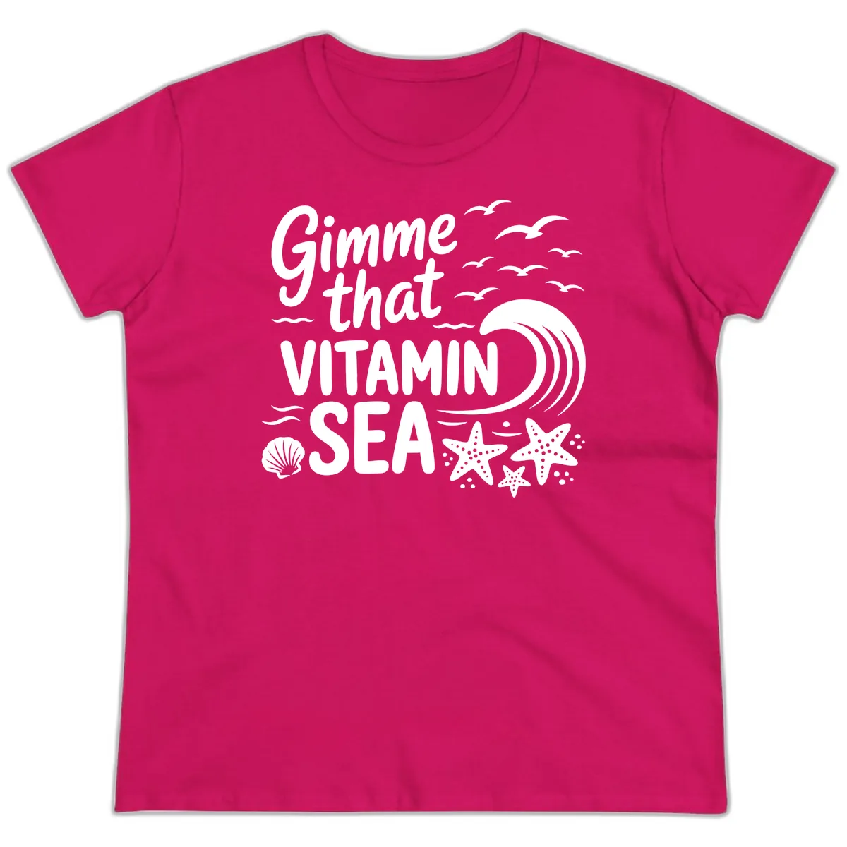 Gimme That Vitamin Sea Ladies Tee in Heliconia