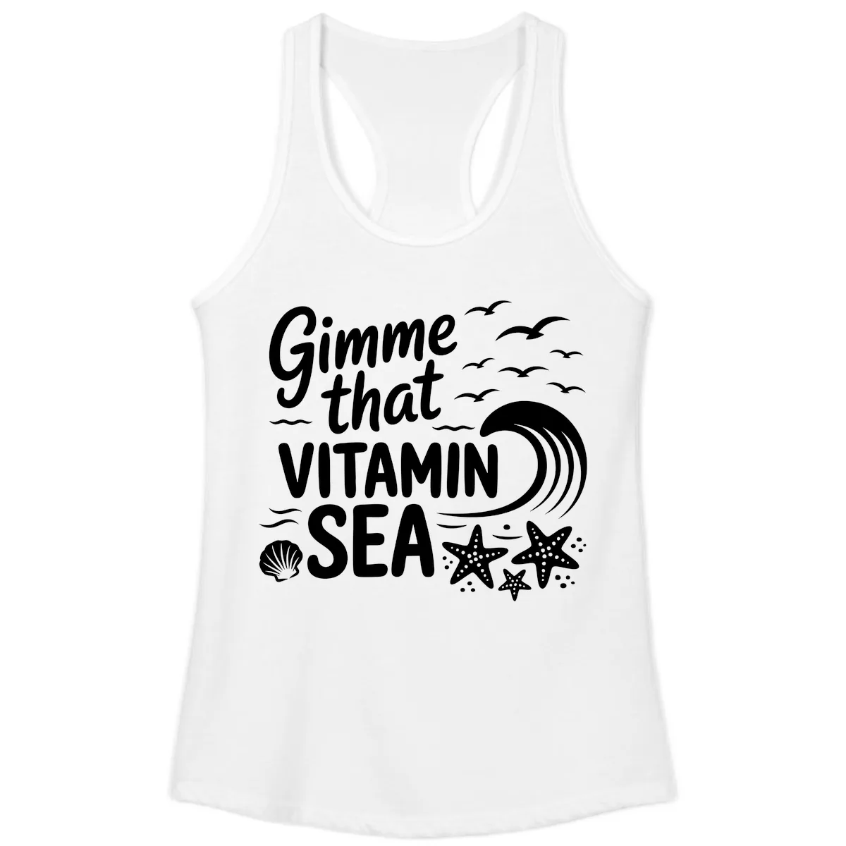 Gimme That Vitamin Sea Ladies Tank in White