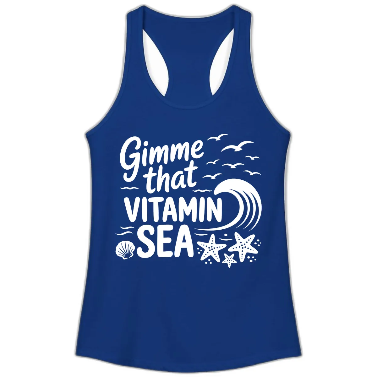 Gimme That Vitamin Sea Ladies Tank in Solid Royal