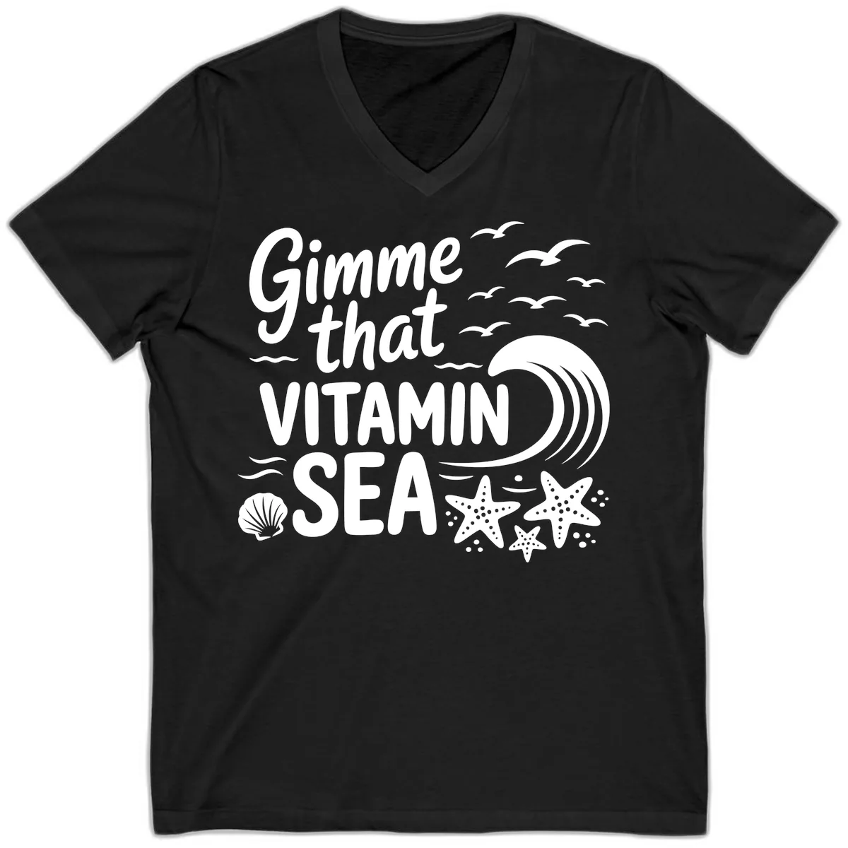 Gimme That Vitamin Sea V-Neck in Black