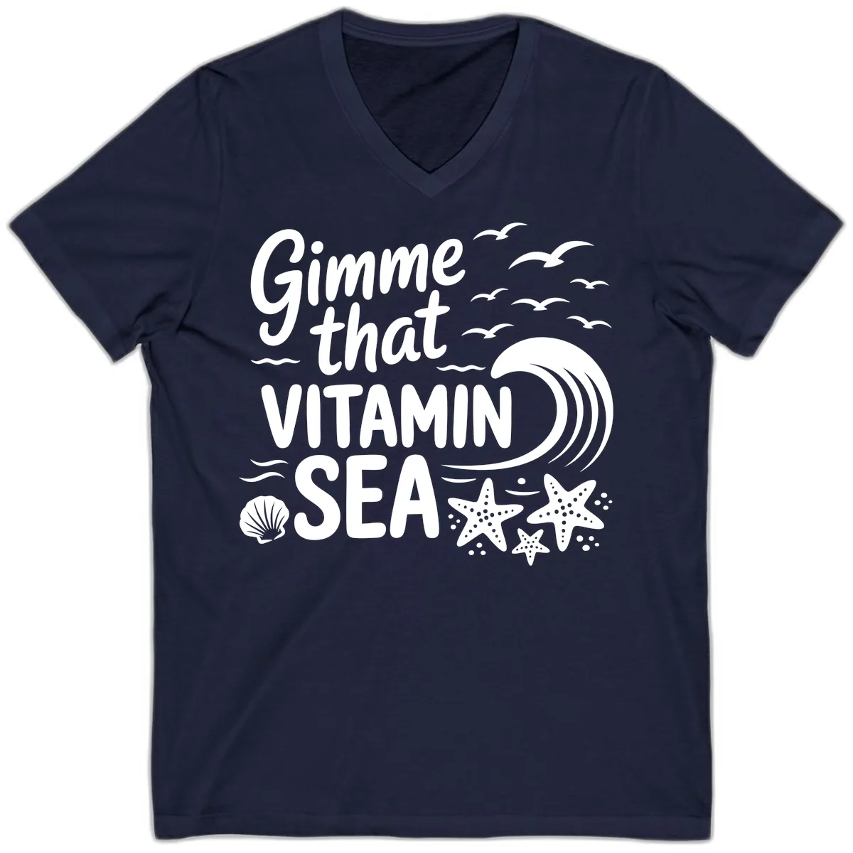 Gimme That Vitamin Sea V-Neck in Navy
