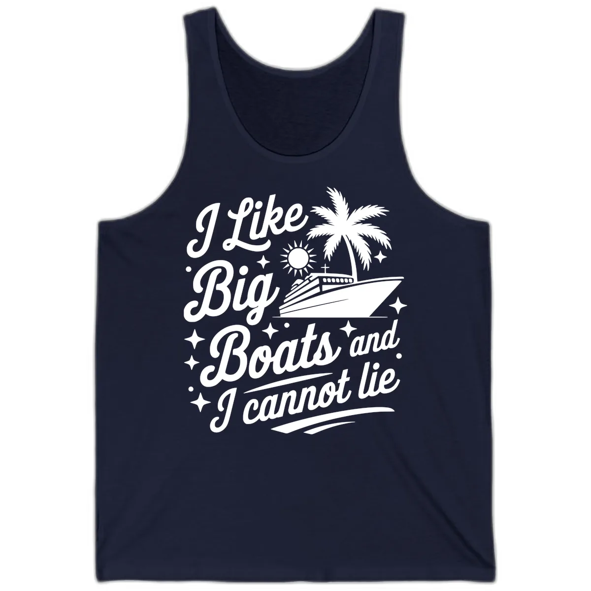 I Like Big Boats And I Cannot Lie Tank in Navy