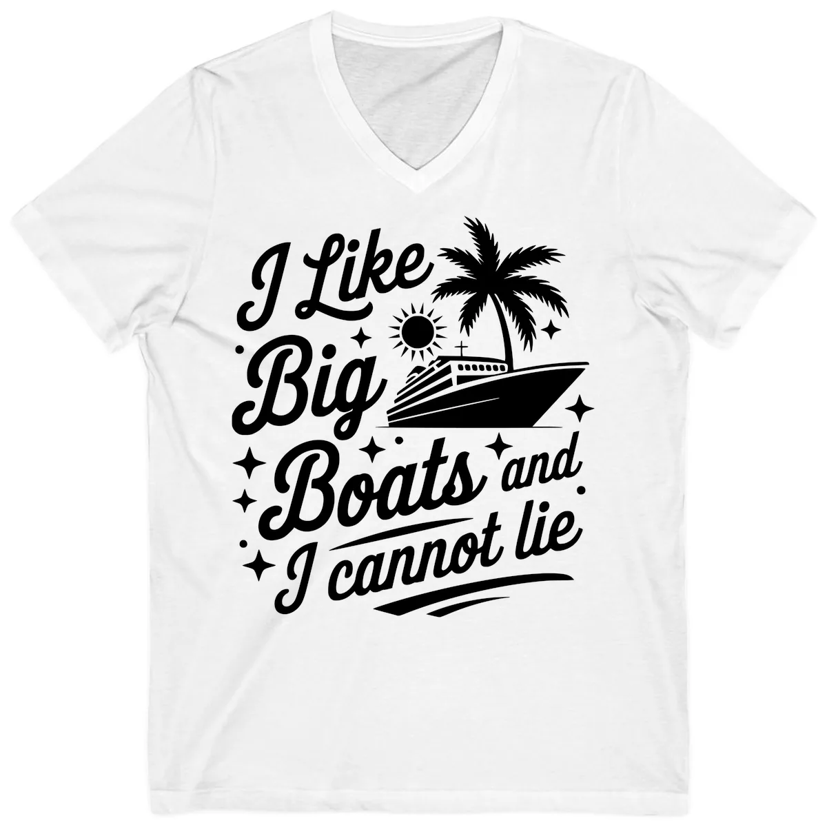 I Like Big Boats And I Cannot Lie V-Neck in White