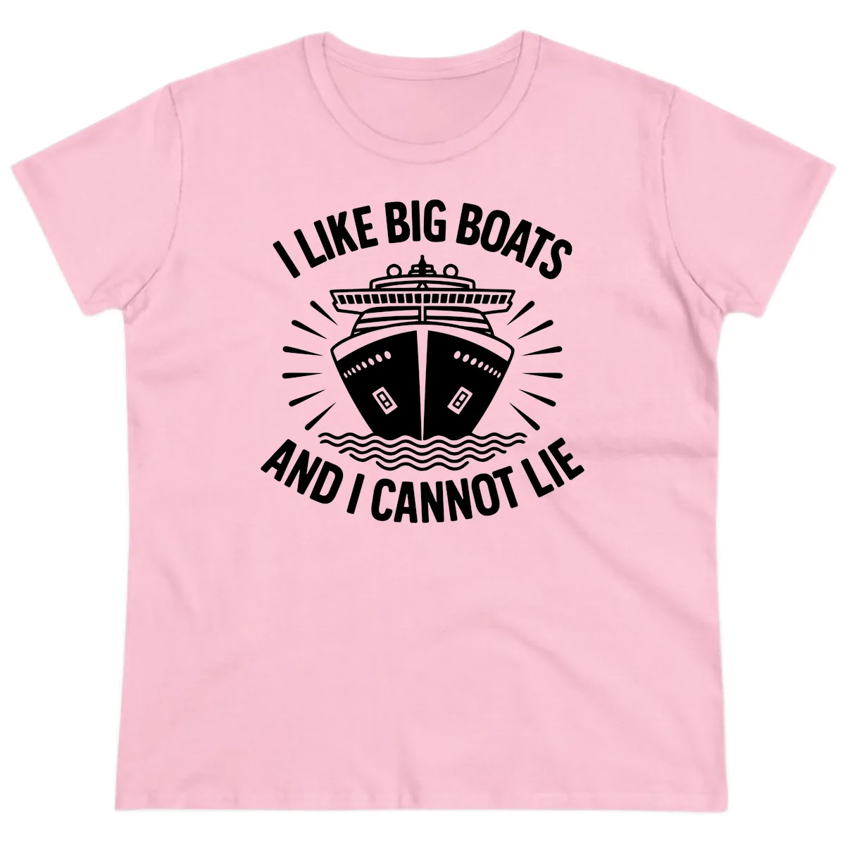 I Like Big Boats And I Cannot Lie Ladies Tee in Light Pink