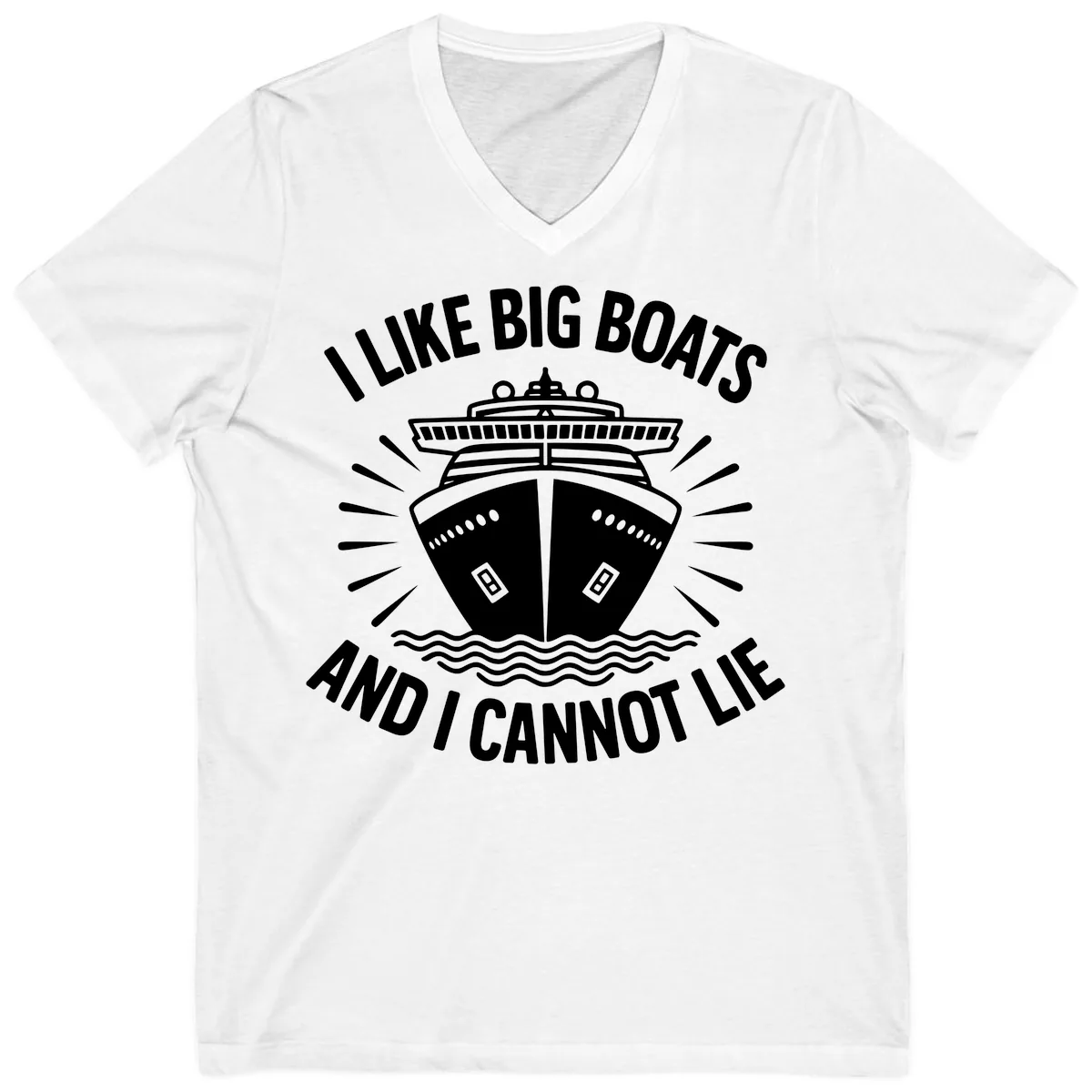 I Like Big Boats And I Cannot Lie V-Neck in White