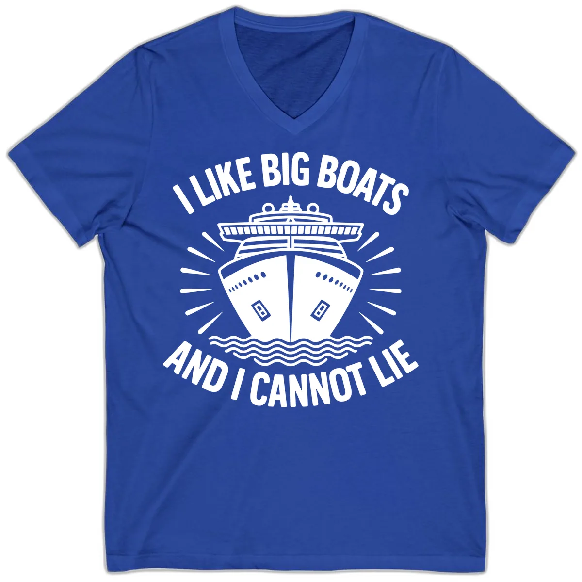 I Like Big Boats And I Cannot Lie V-Neck in True Royal