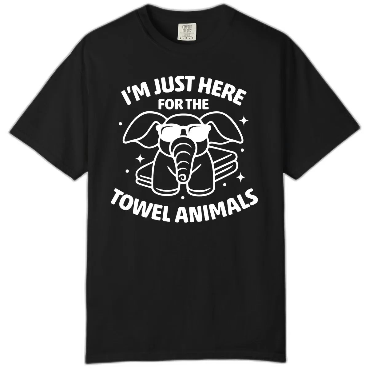 I'm Just Here For The Towel Animals Comfort Color in Black