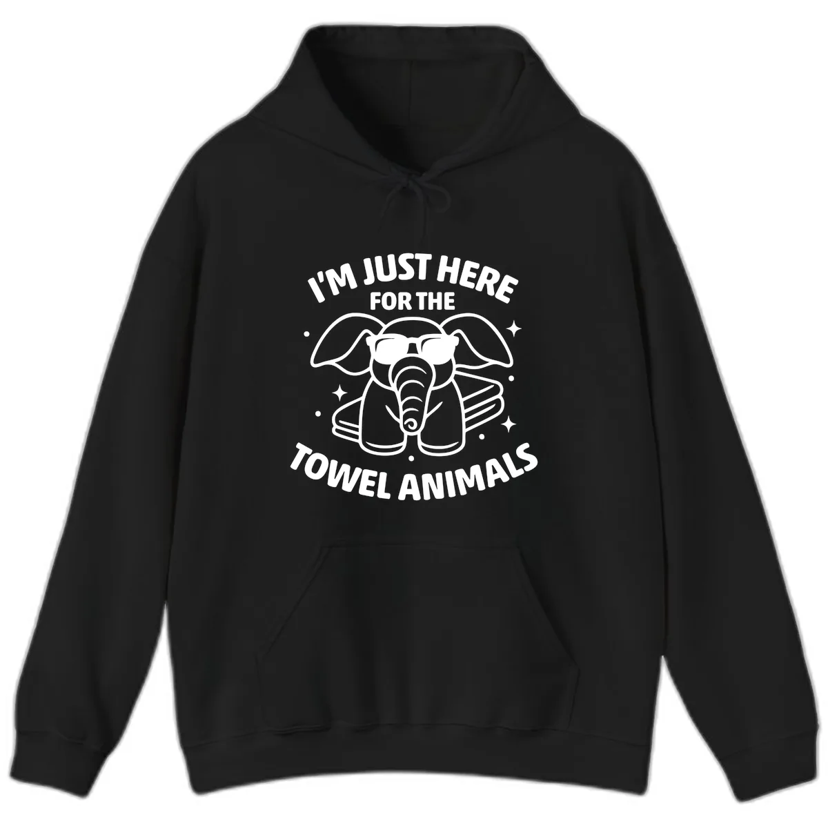 I'm Just Here For The Towel Animals Hoodie in Black