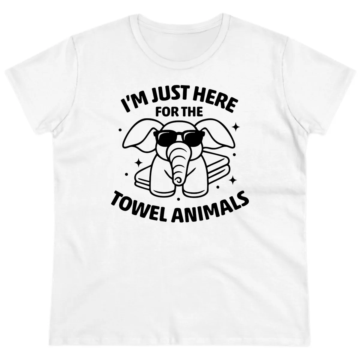 I'm Just Here For The Towel Animals Ladies Tee in White