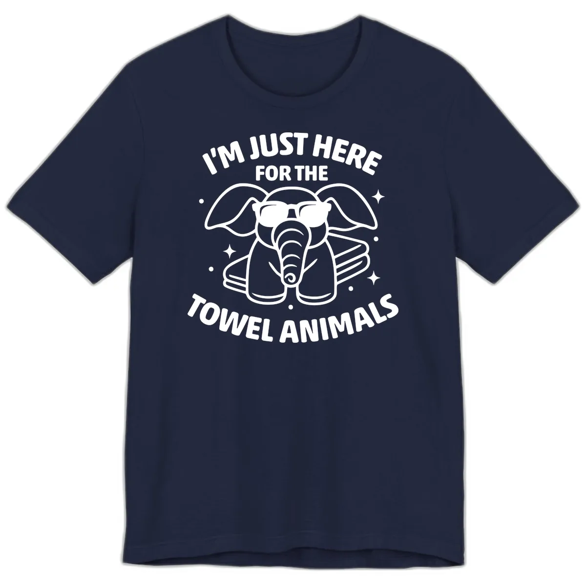 I'm Just Here For The Towel Animals Premium T-Shirt in Navy