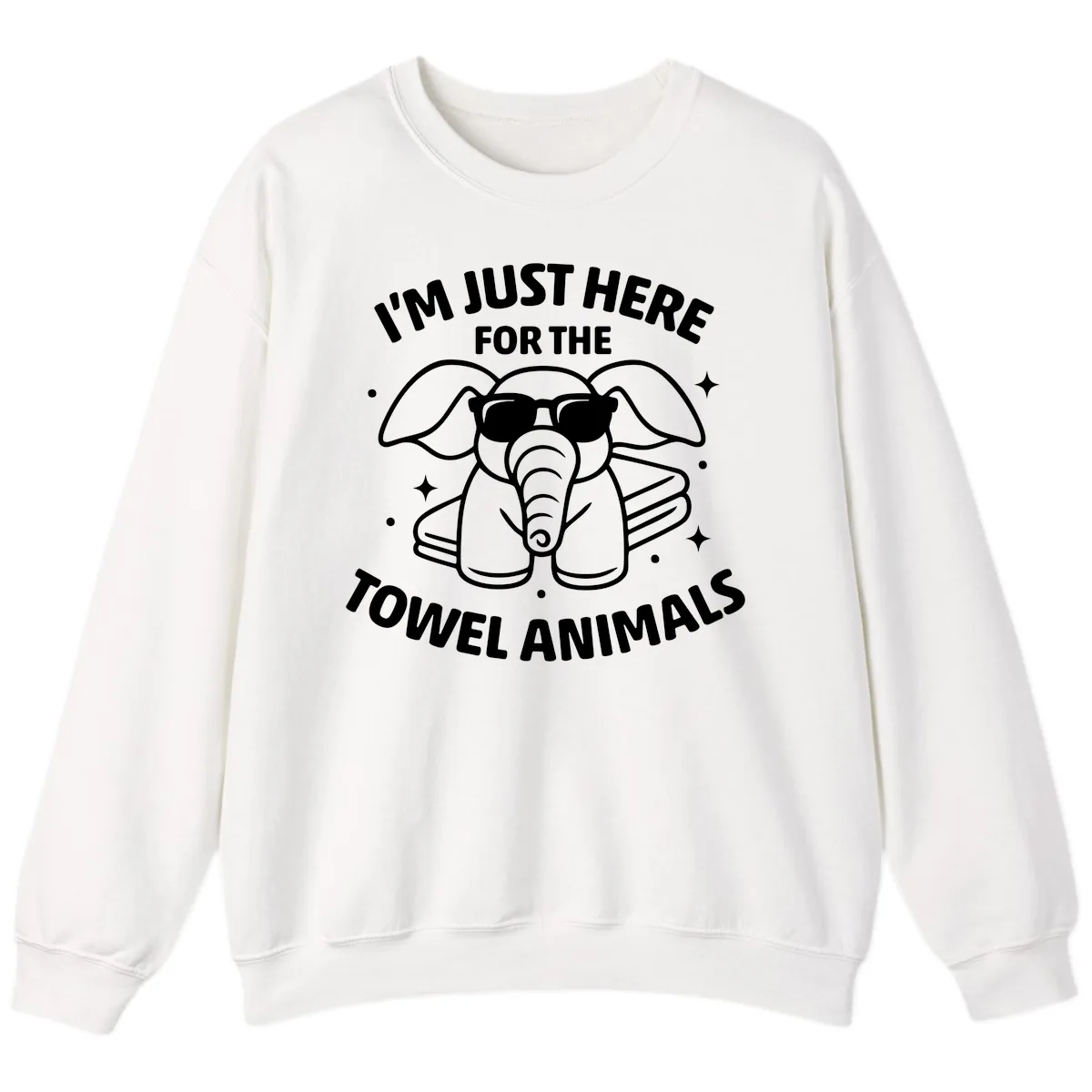 I'm Just Here For The Towel Animals Sweatshirt in White