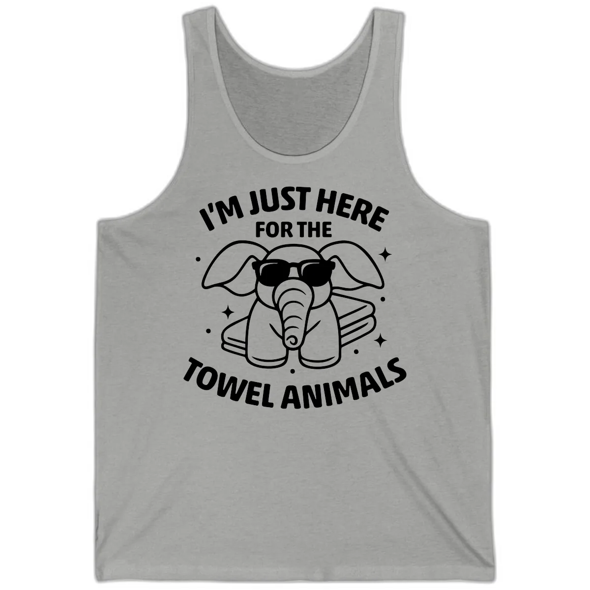 I'm Just Here For The Towel Animals Tank in Athletic Heather