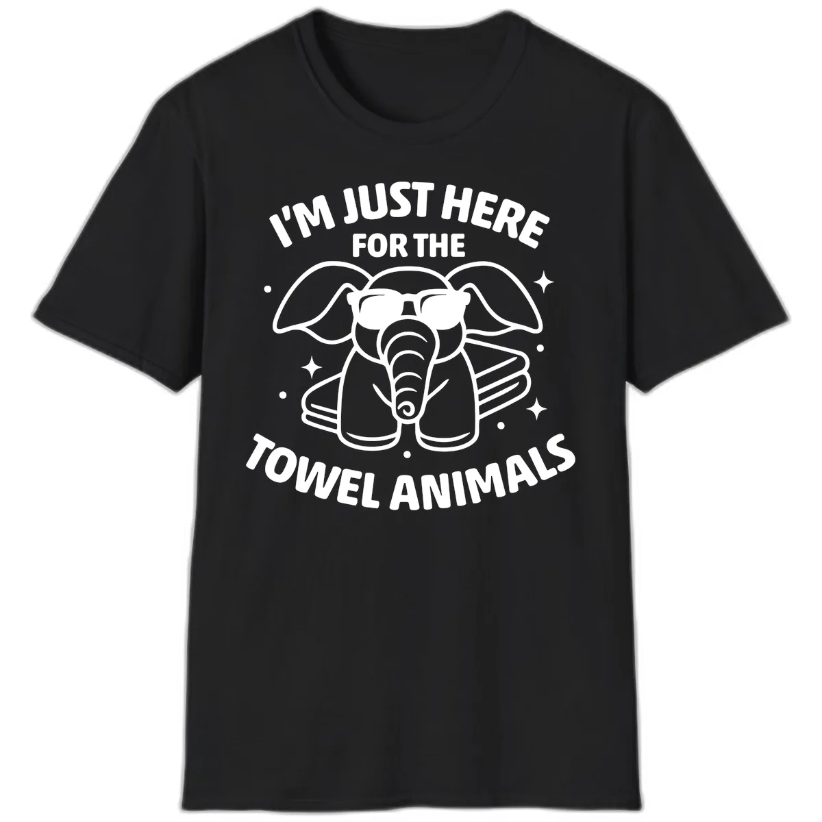 I'm Just Here For The Towel Animals T-Shirt in Black