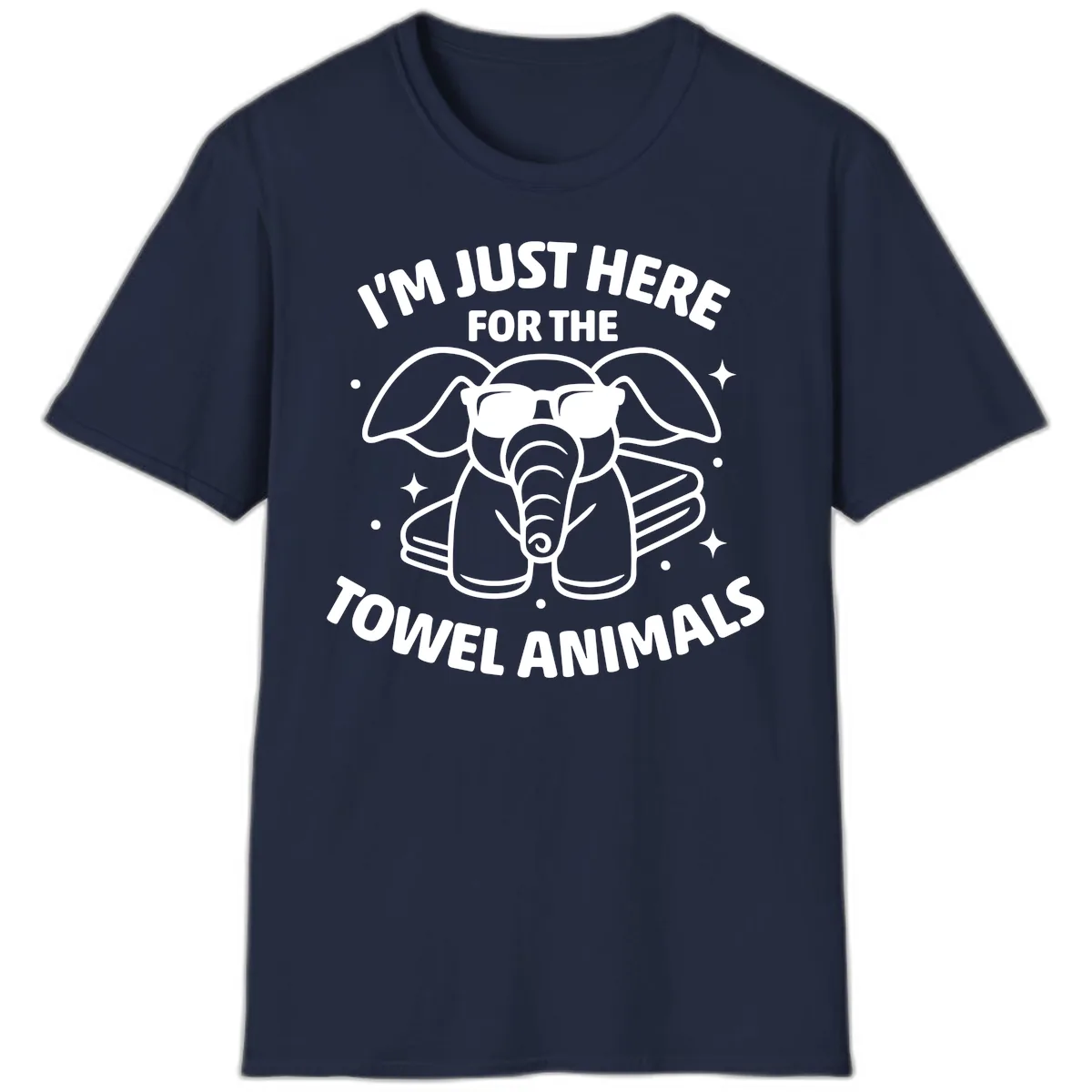 I'm Just Here For The Towel Animals T-Shirt in Navy