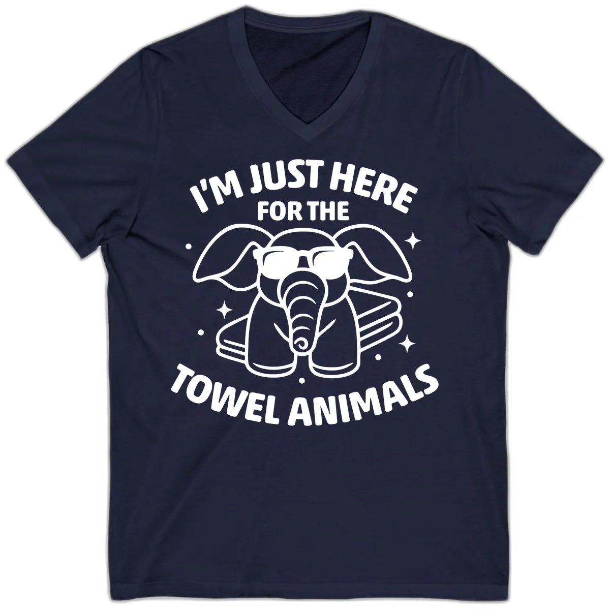 I'm Just Here For The Towel Animals V-Neck in Navy