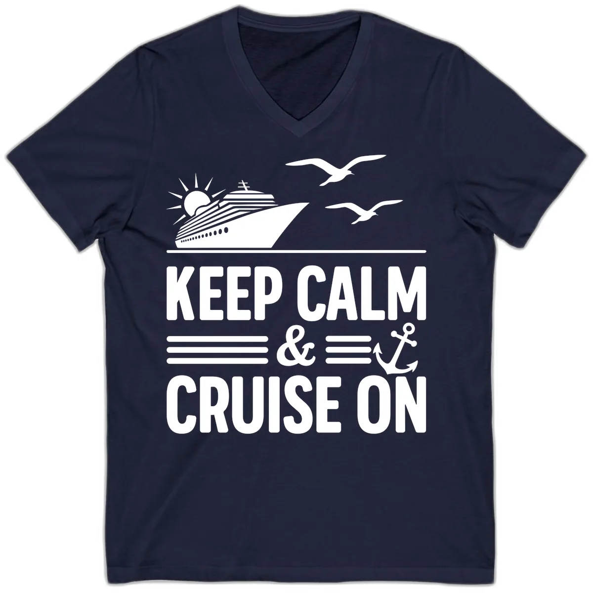 Keep Calm And Cruise On V-Neck in Navy