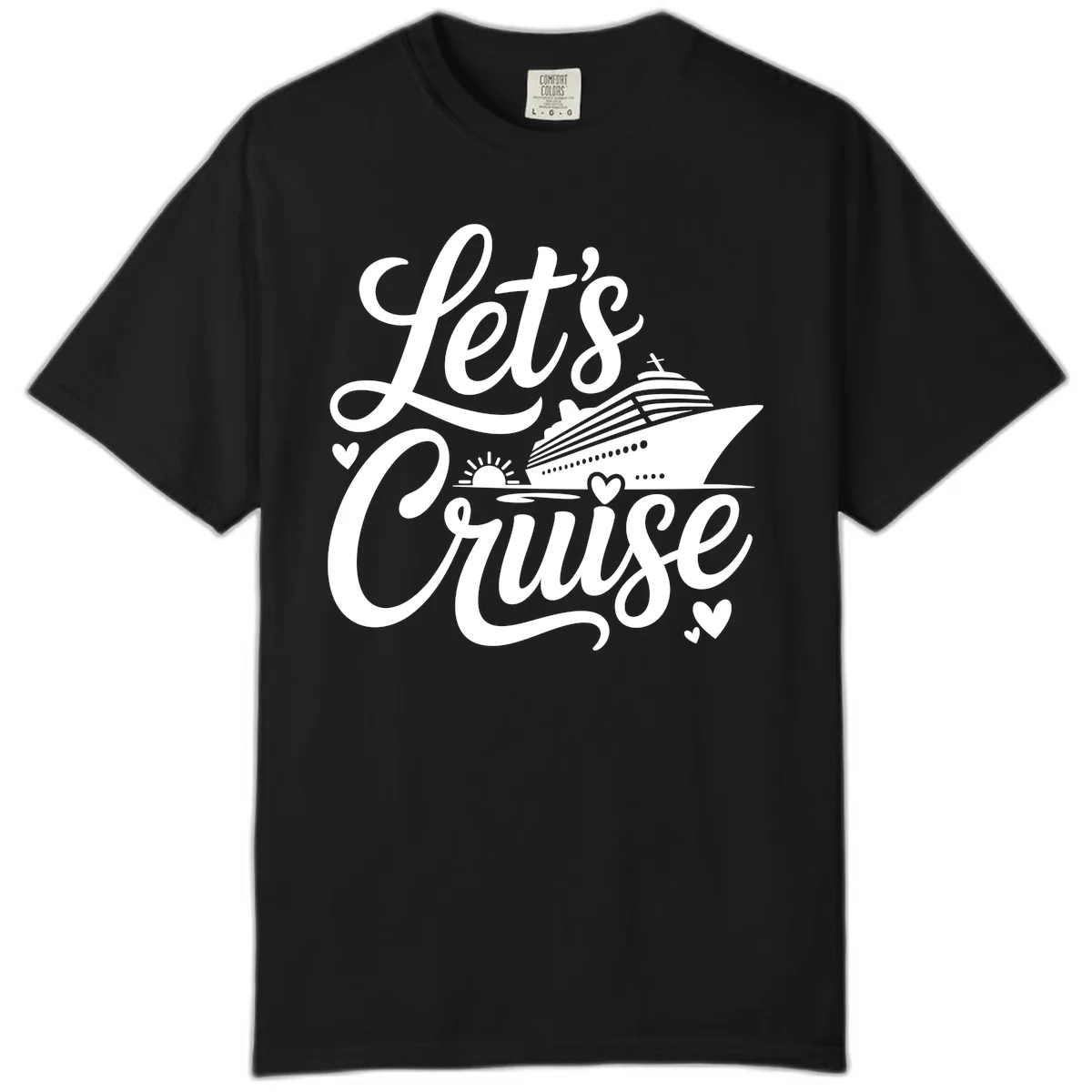 Let's Cruise Vacation Design Comfort Color in Black