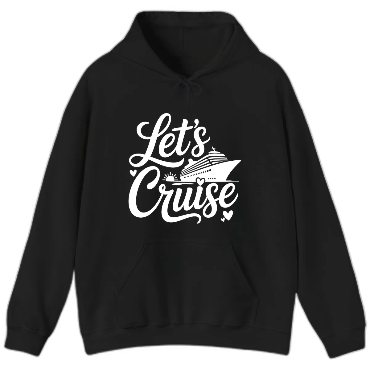 Let's Cruise Vacation Design Hoodie in Black