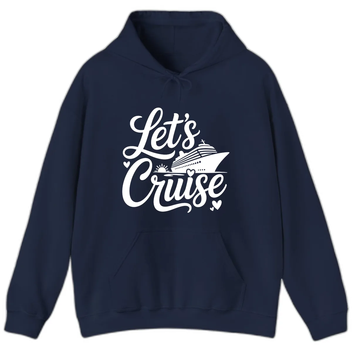 Let's Cruise Vacation Design Hoodie in Navy