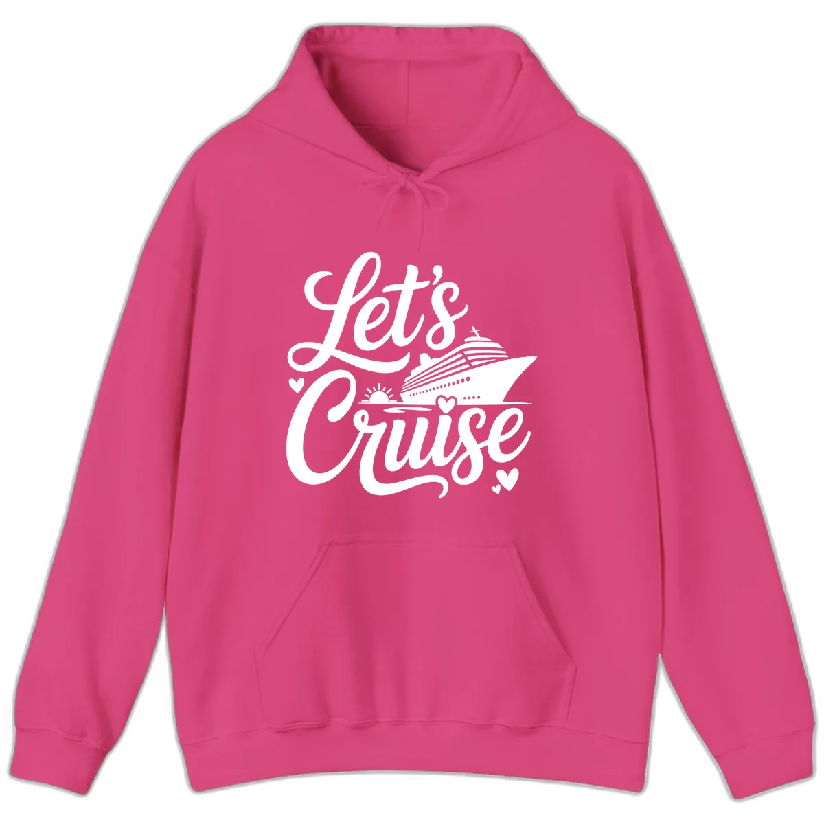 Let's Cruise Vacation Design Hoodie in Heliconia