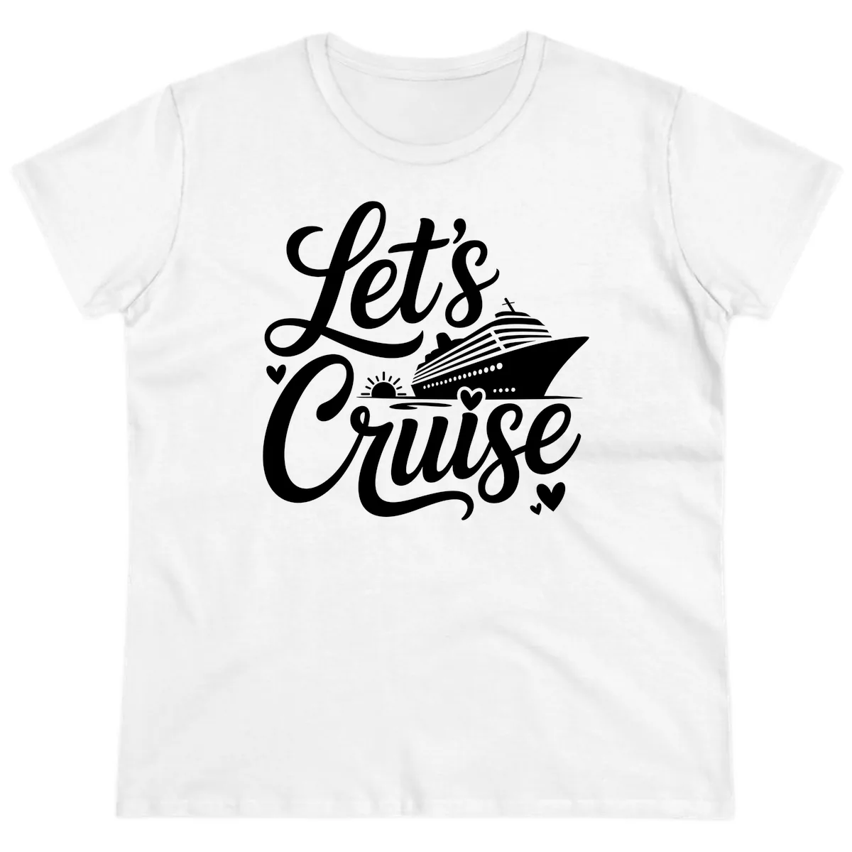 Let's Cruise Vacation Design Ladies Tee in White