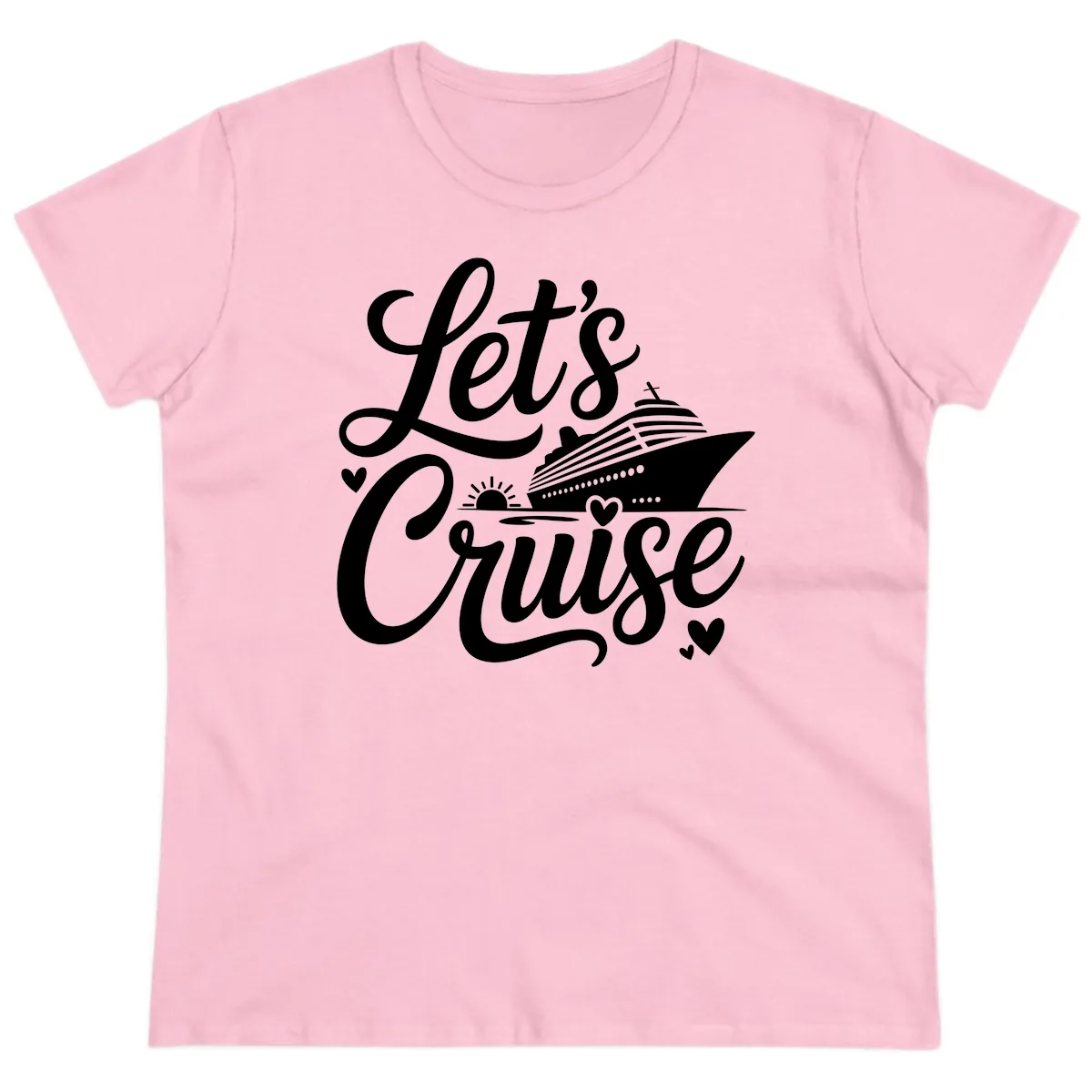 Let's Cruise Vacation Design Ladies Tee in Light Pink