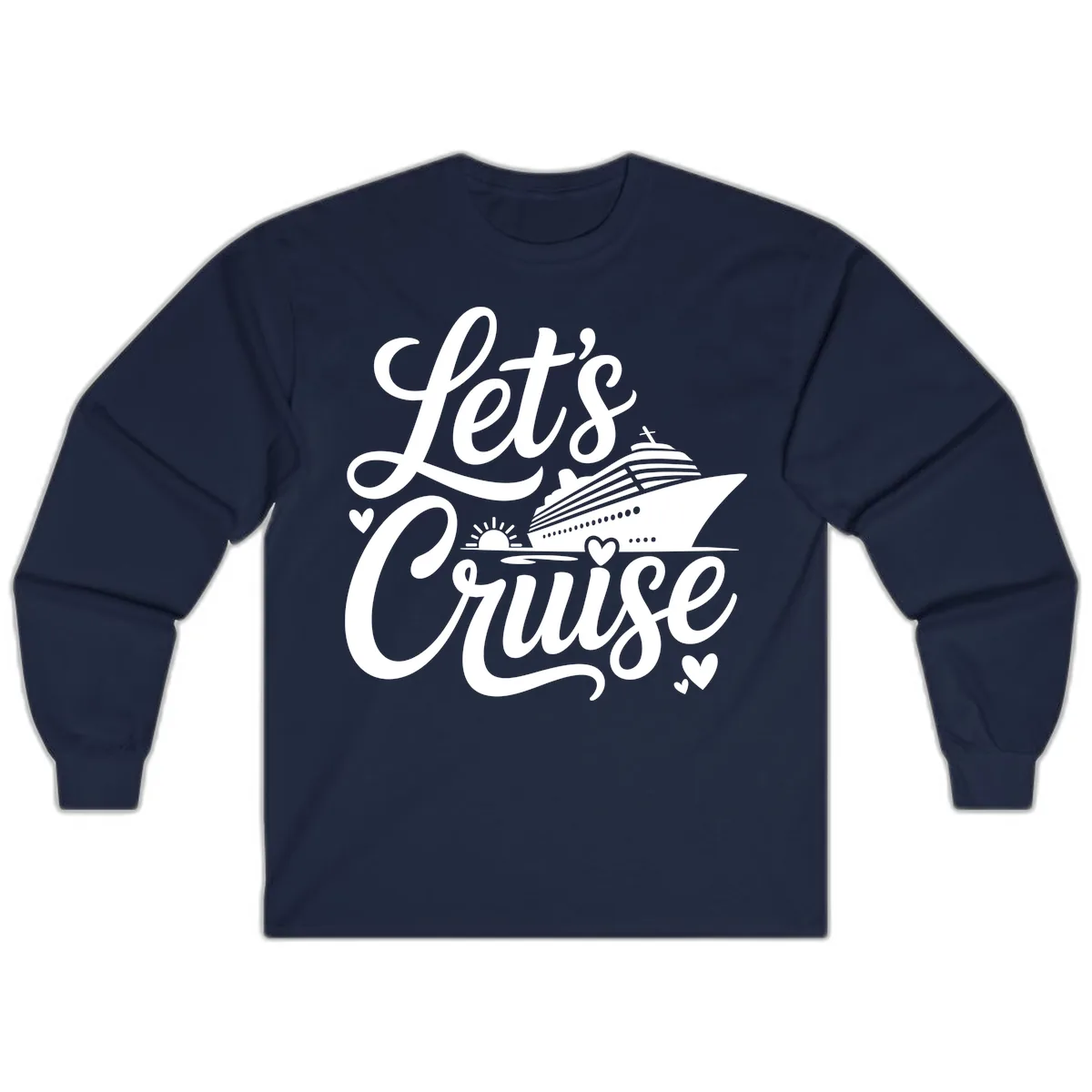 Let's Cruise Vacation Design Long Sleeve in Navy