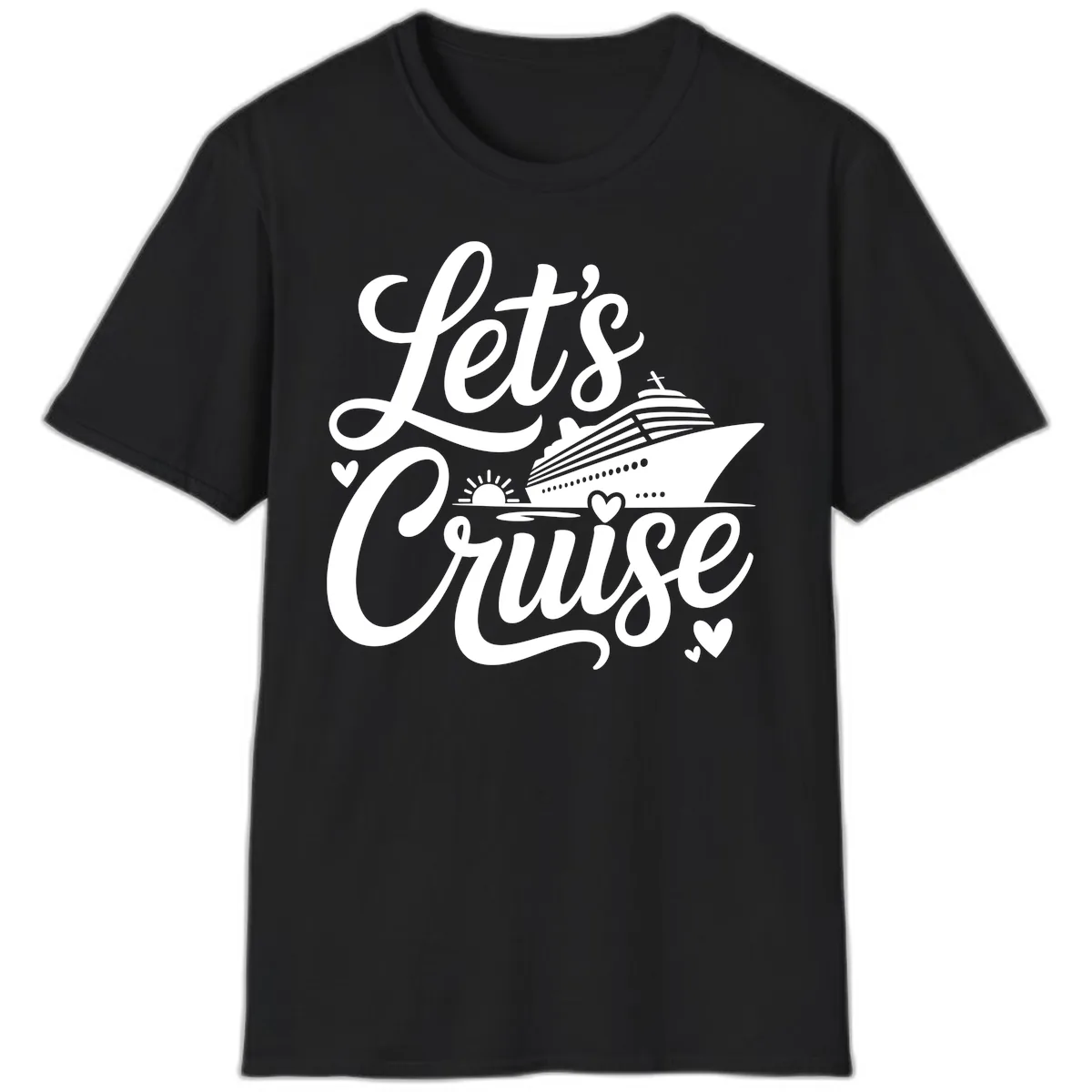 Let's Cruise Vacation Design T-Shirt in Black