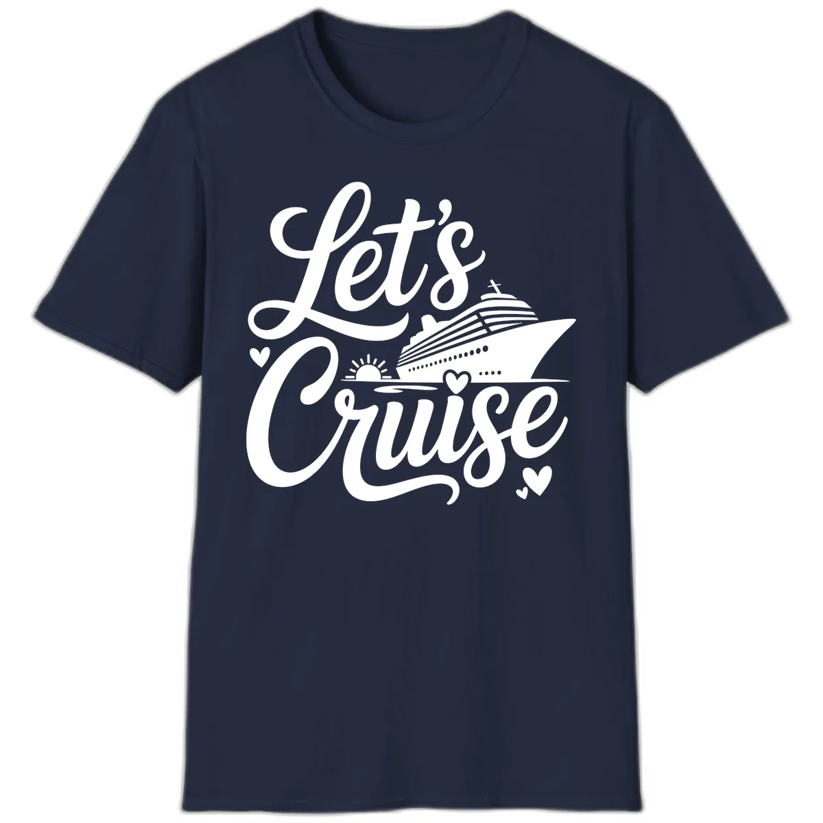 Let's Cruise Vacation Design T-Shirt in Navy
