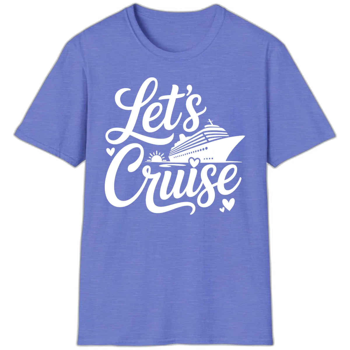 Let's Cruise Vacation Design T-Shirt in Heather Royal