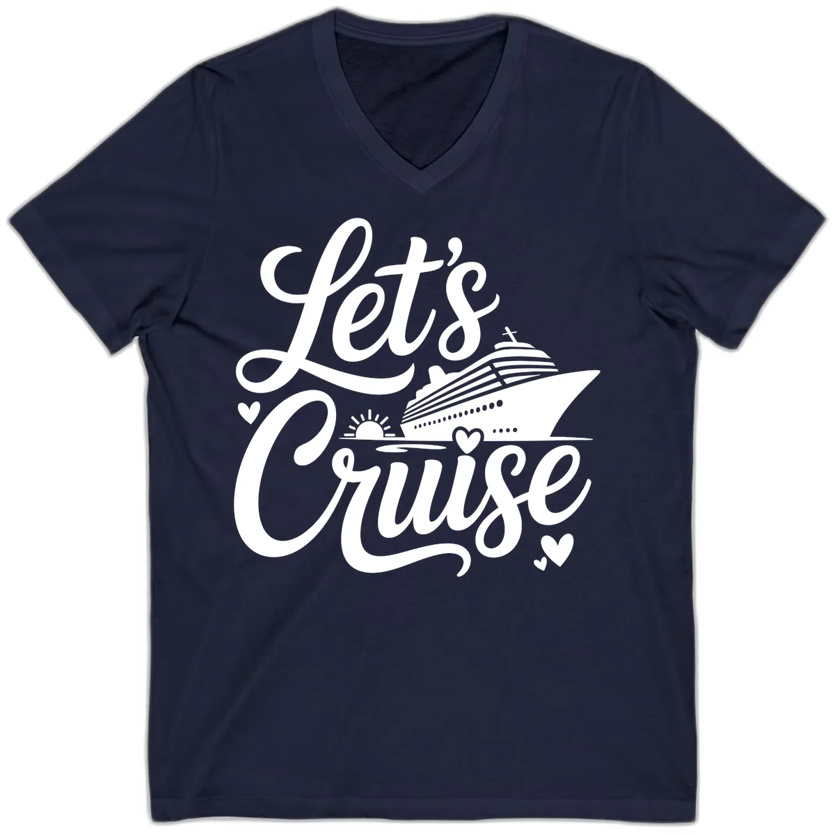 Let's Cruise Vacation Design V-Neck in Navy