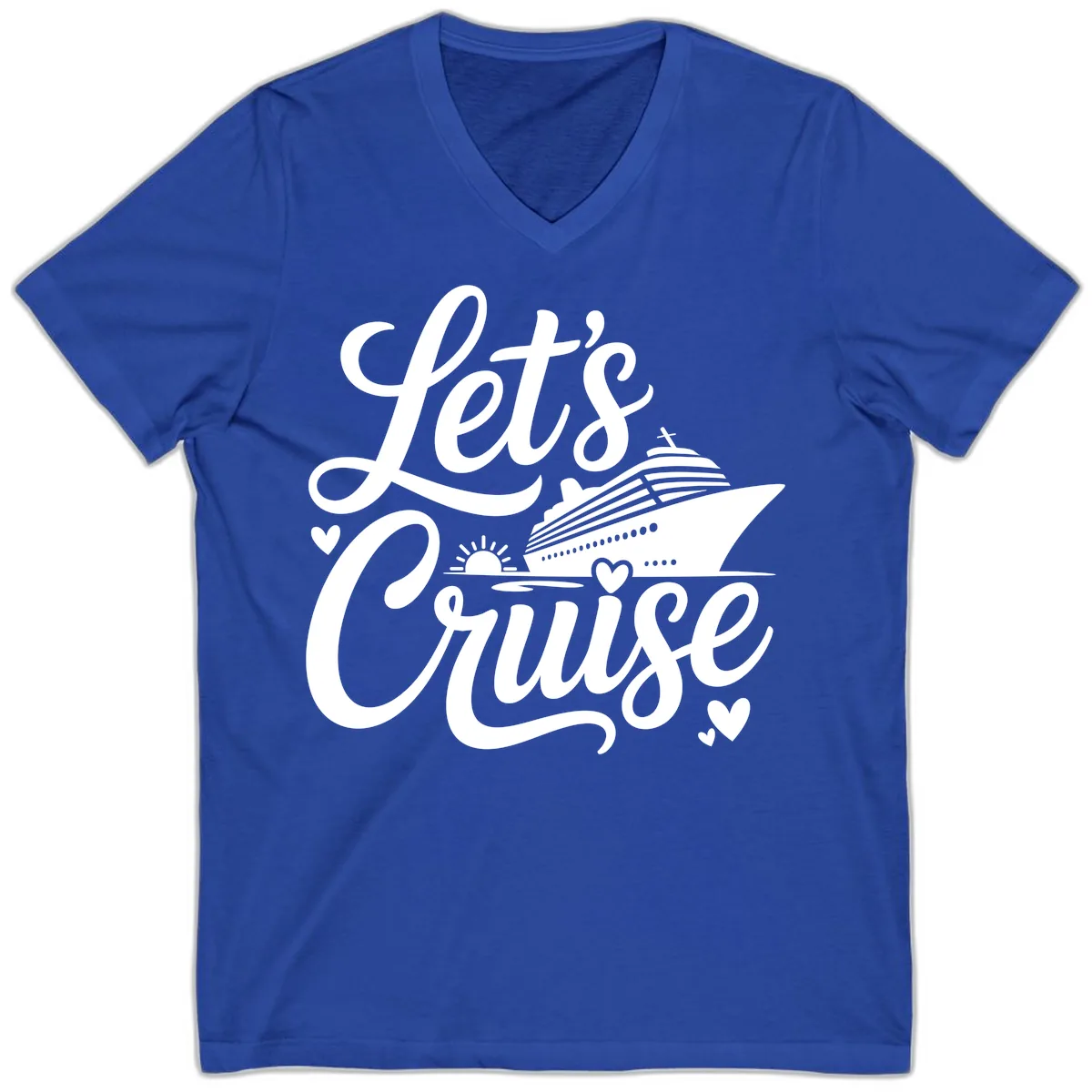 Let's Cruise Vacation Design V-Neck in True Royal